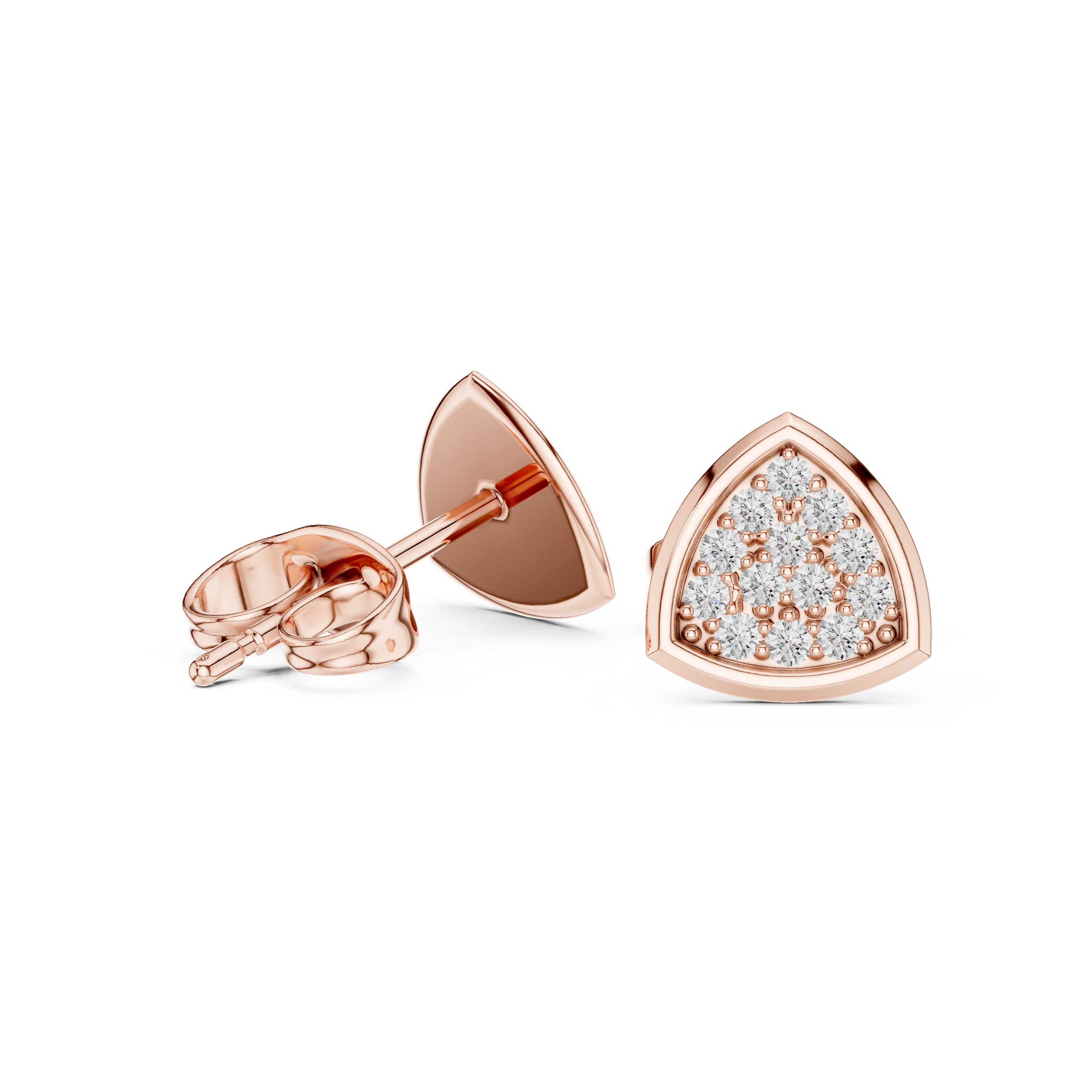 Vintage Medallion Diamond Stud Earrings in Rose Gold - VYKA Diamonds