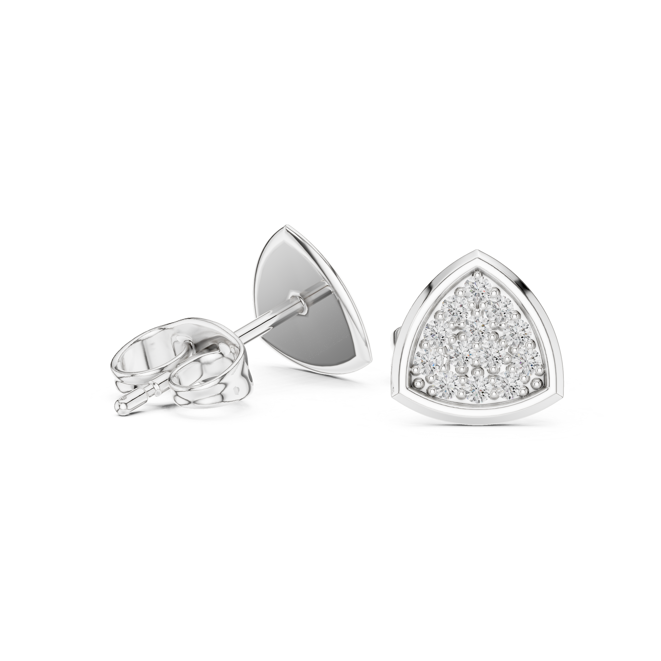 Vintage Medallion Diamond Stud Earrings in White Gold - VYKA Diamonds