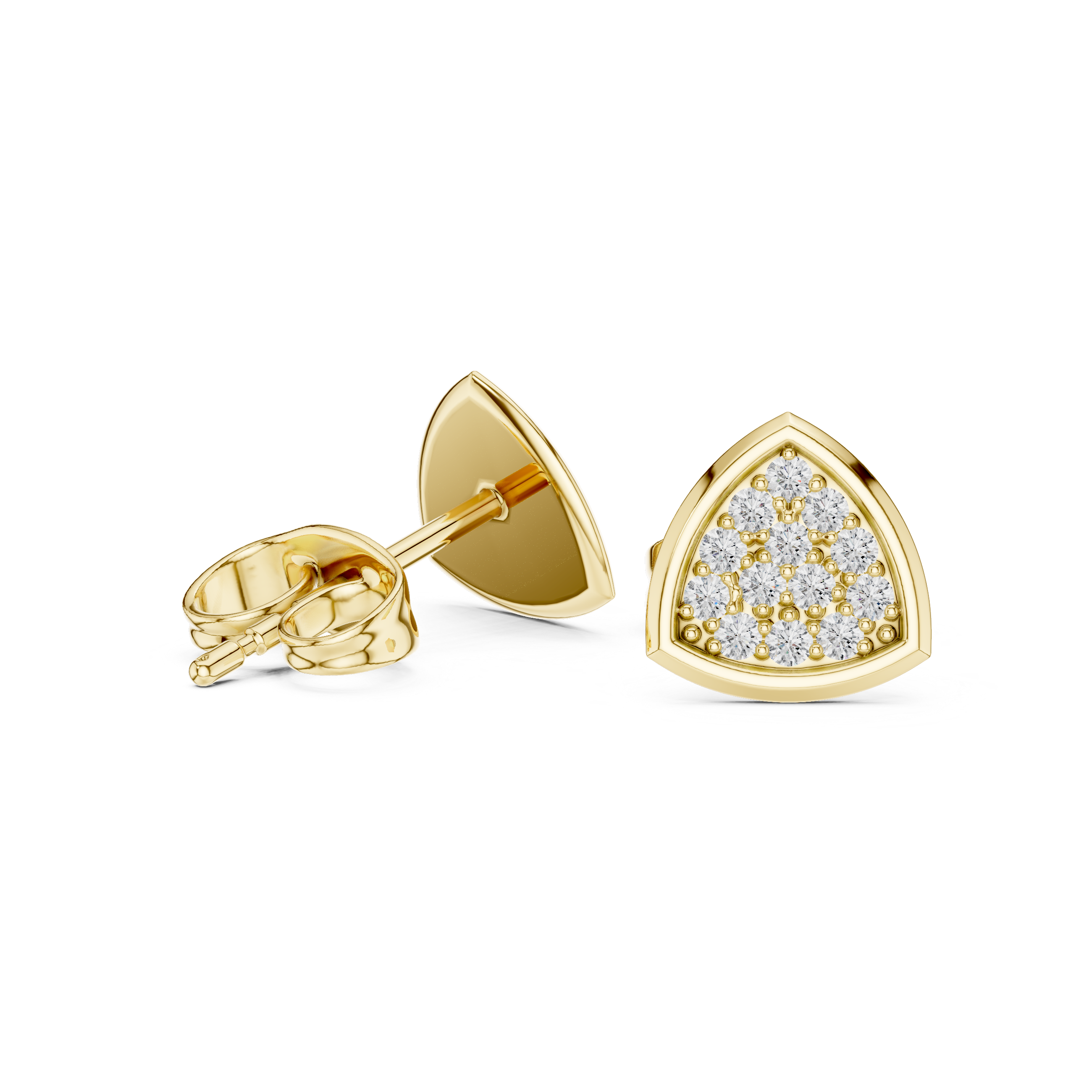 Vintage Medallion Diamond Stud Earrings in Yellow Gold - VYKA Diamonds