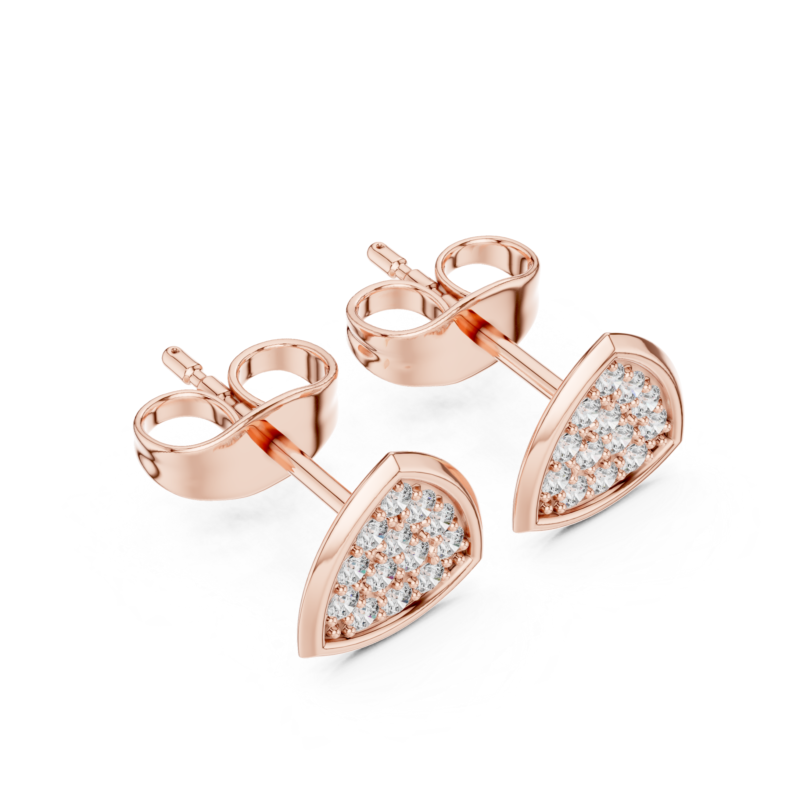 Vintage Medallion Diamond Stud Earrings in Rose Gold - VYKA Diamonds