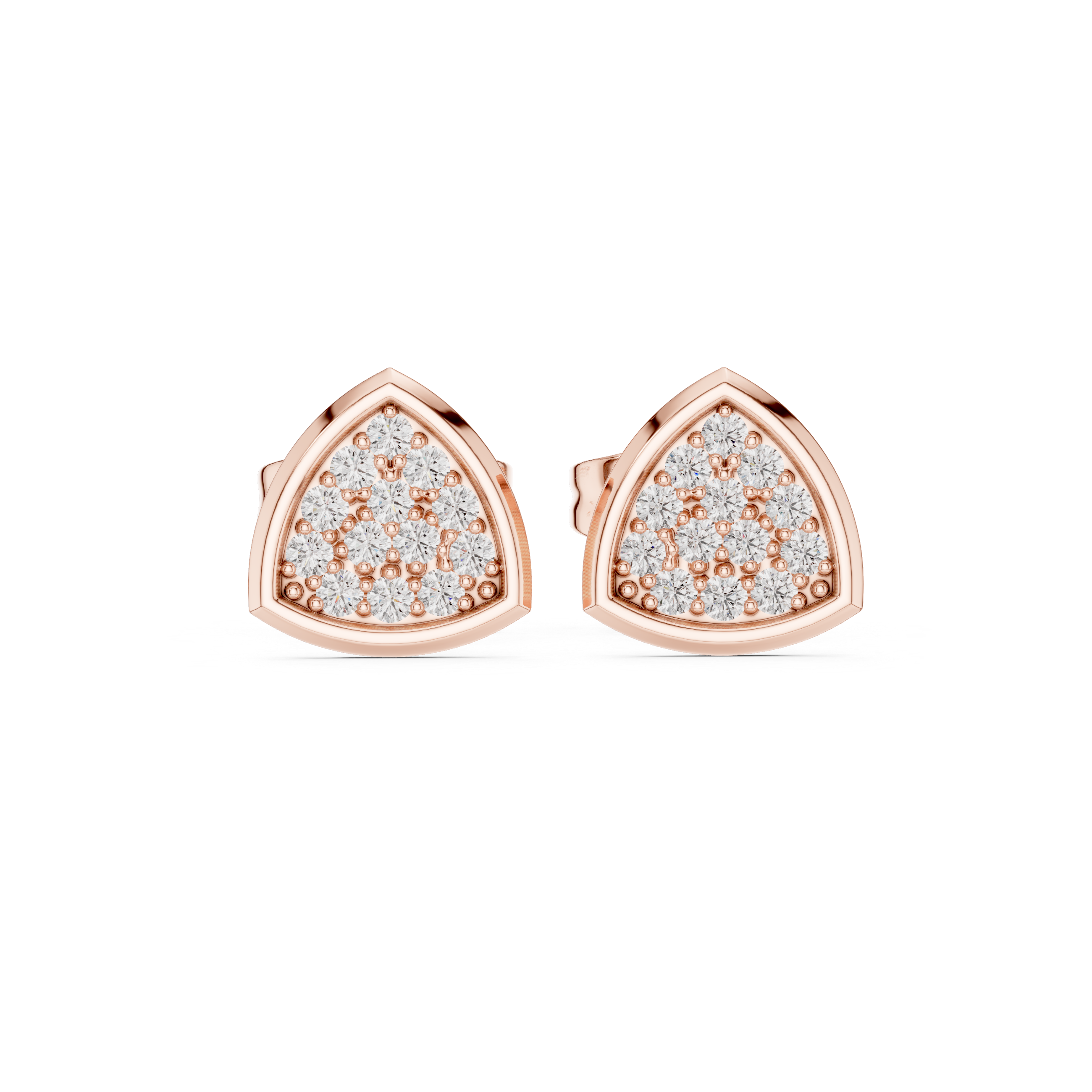 Vintage Medallion Diamond Stud Earrings in Rose Gold - VYKA Diamonds