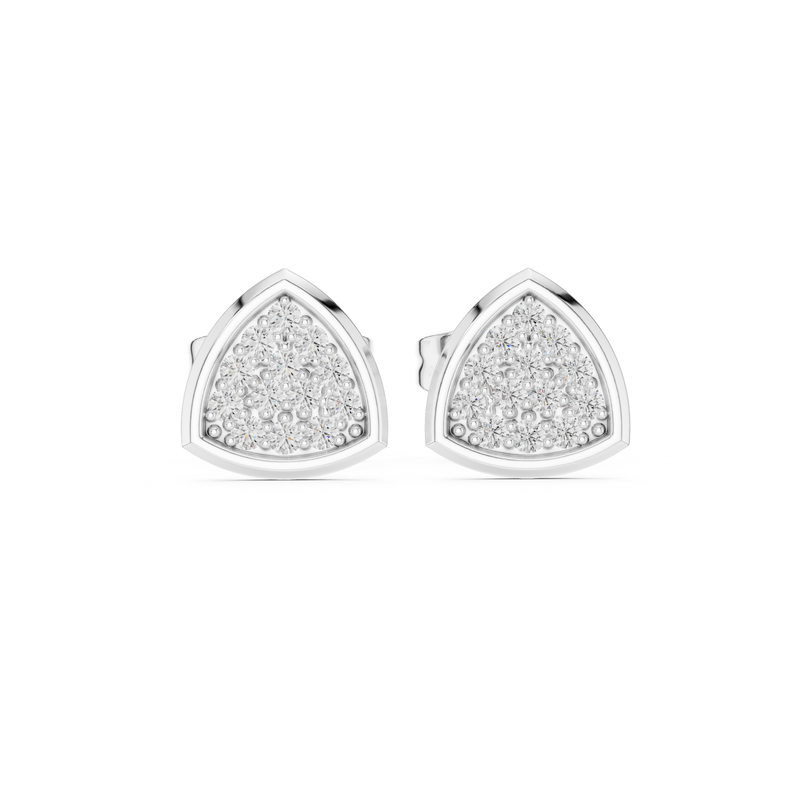 Vintage Medallion Diamond Stud Earrings in White Gold - VYKA Diamonds