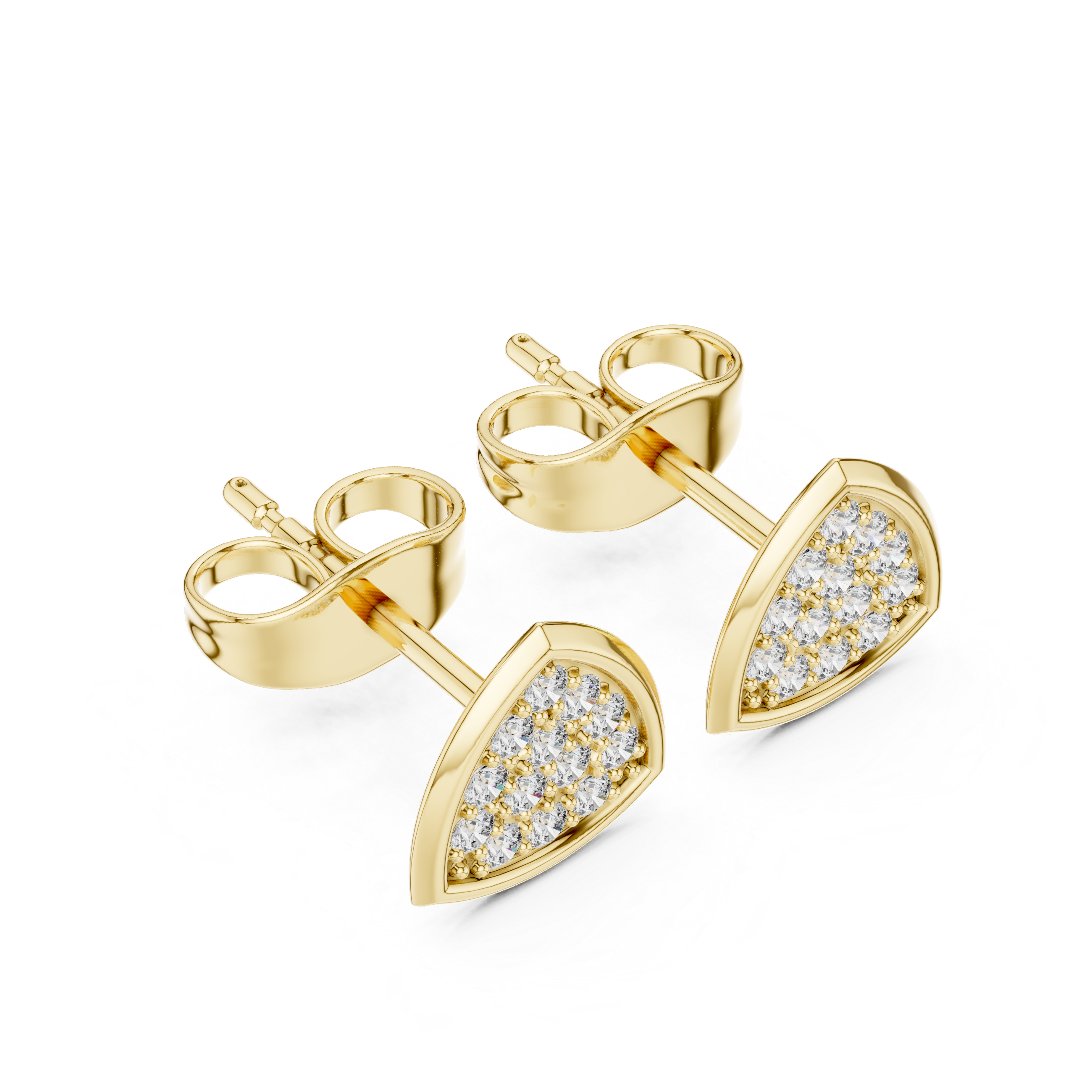 Vintage Medallion Diamond Stud Earrings in Yellow Gold - VYKA Diamonds