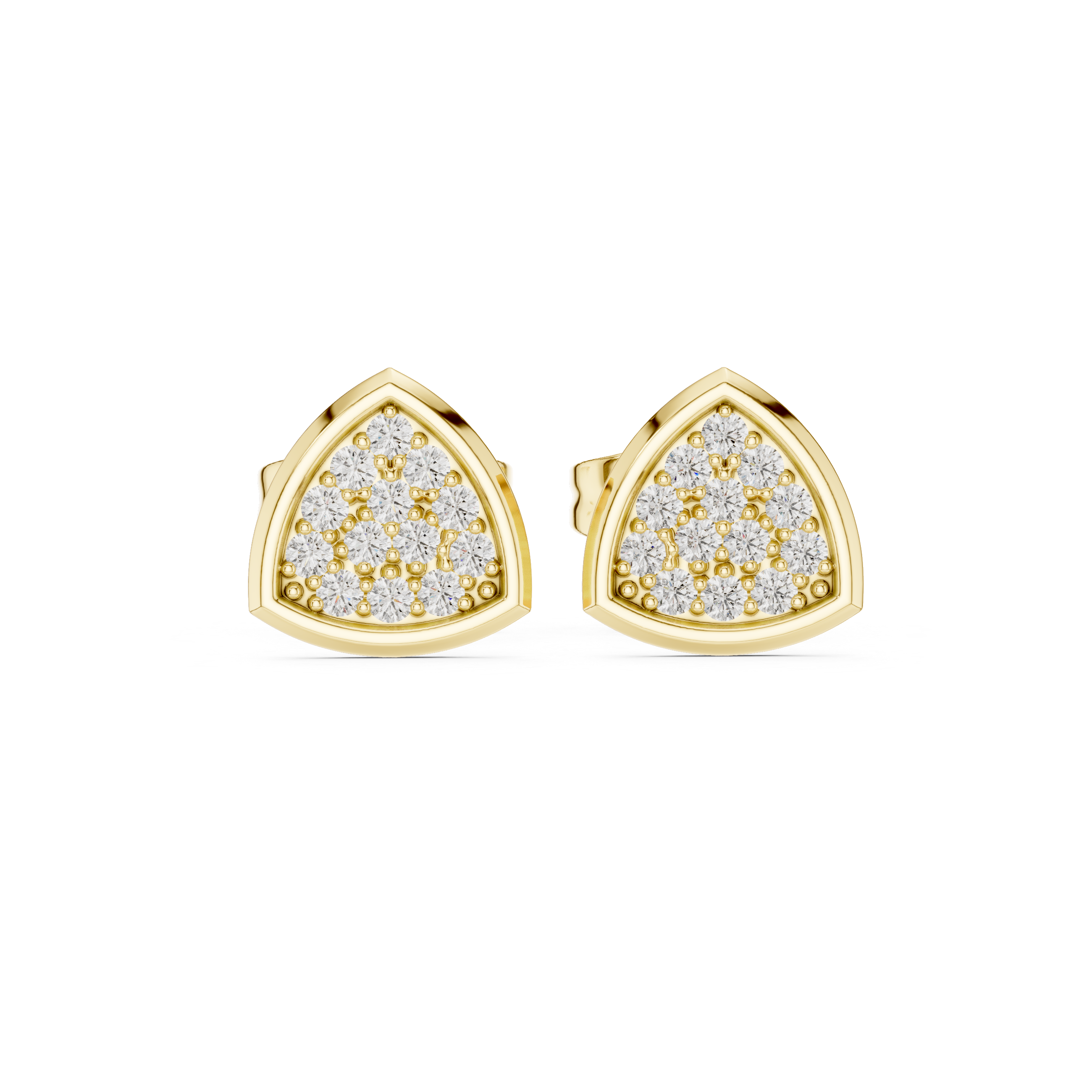 Vintage Medallion Diamond Stud Earrings in Yellow Gold - VYKA Diamonds