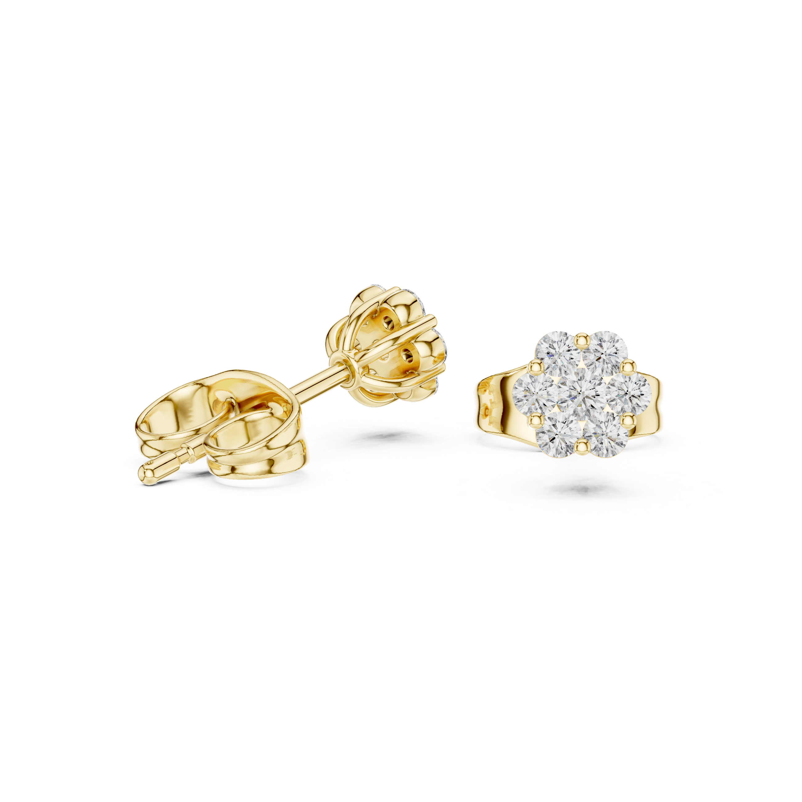 Geometric Pave Diamond Stud Earrings in Yellow Gold - VYKA Diamonds