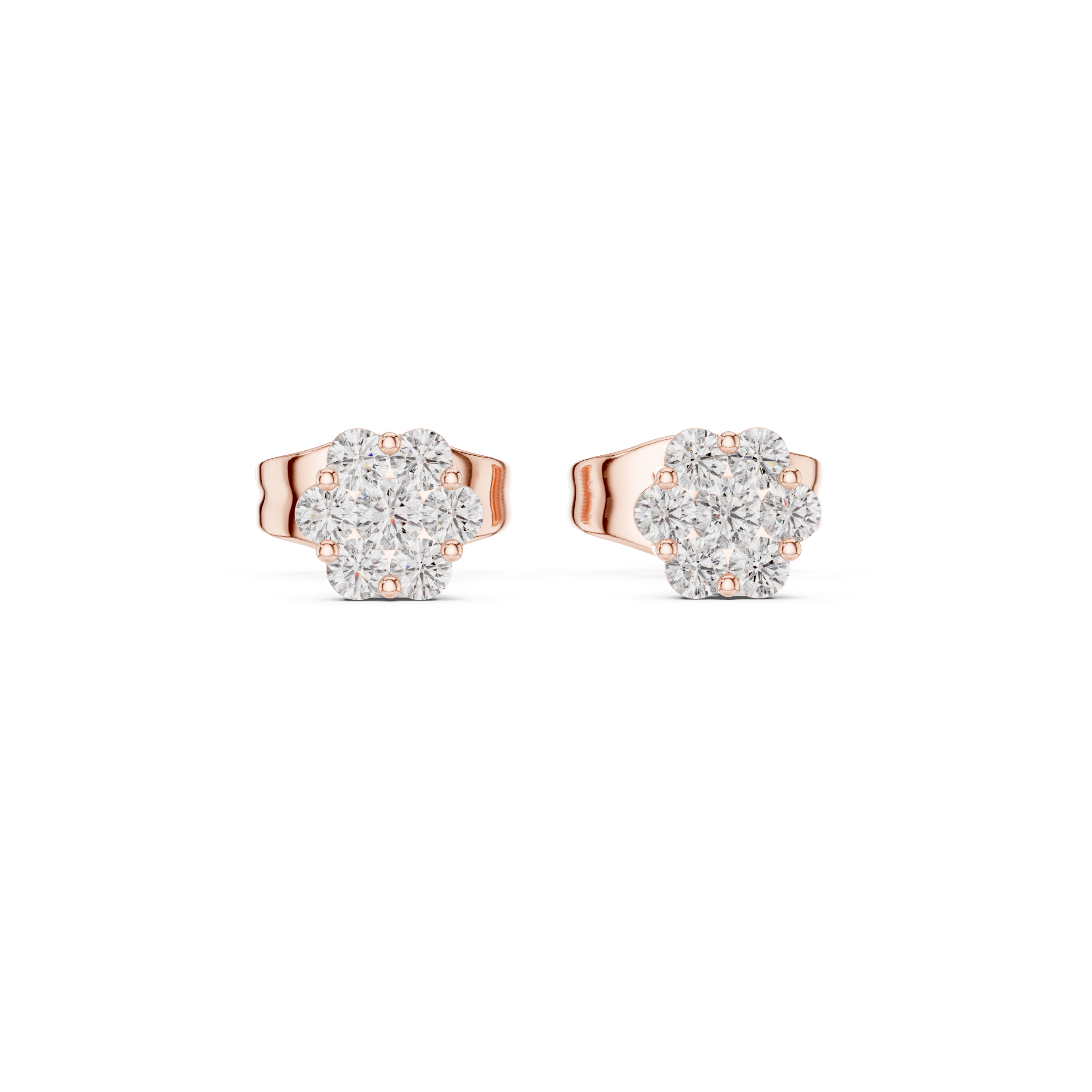Geometric Pave Diamond Stud Earrings in Rose Gold - VYKA Diamonds