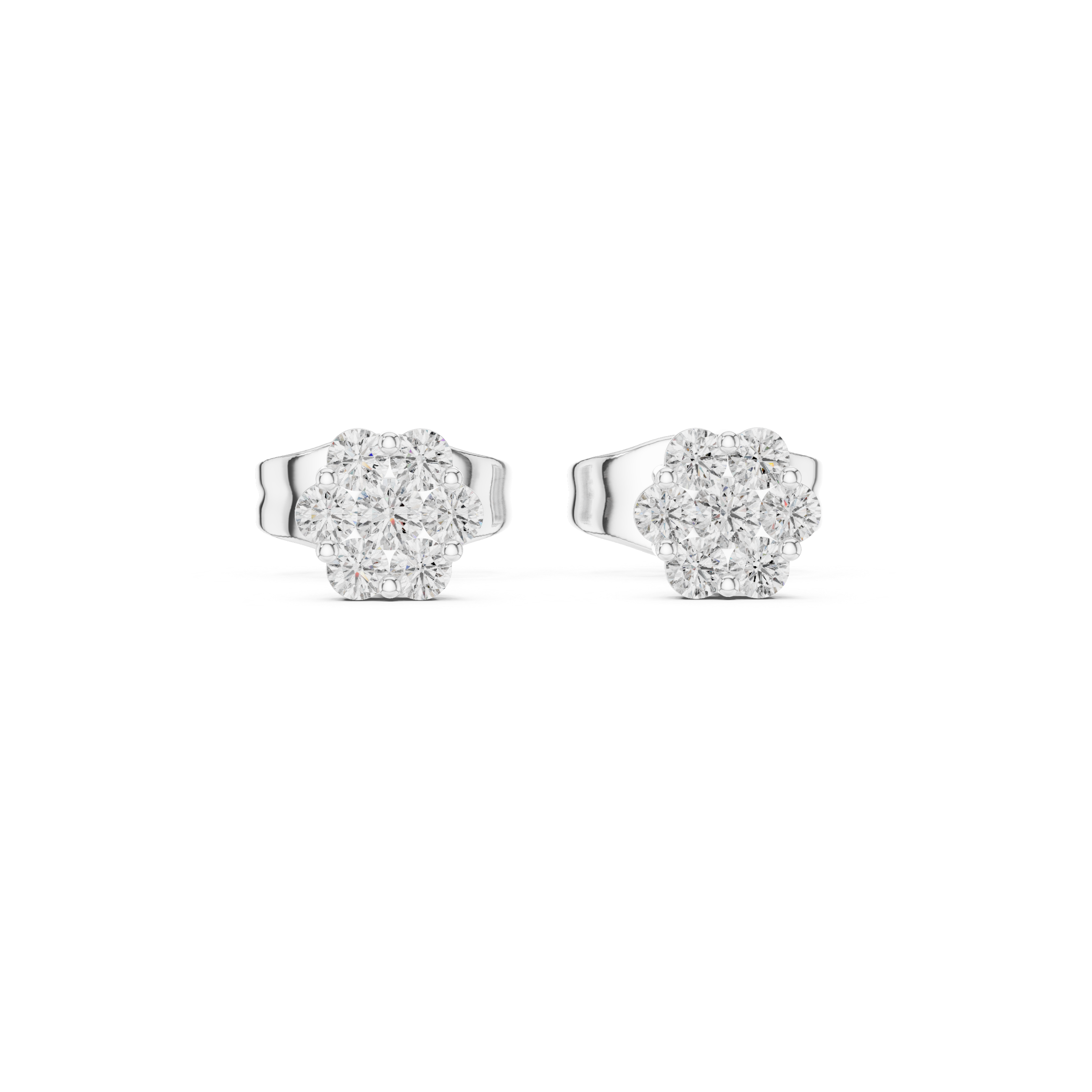 Geometric Pave Diamond Stud Earrings in White Gold - VYKA Diamonds