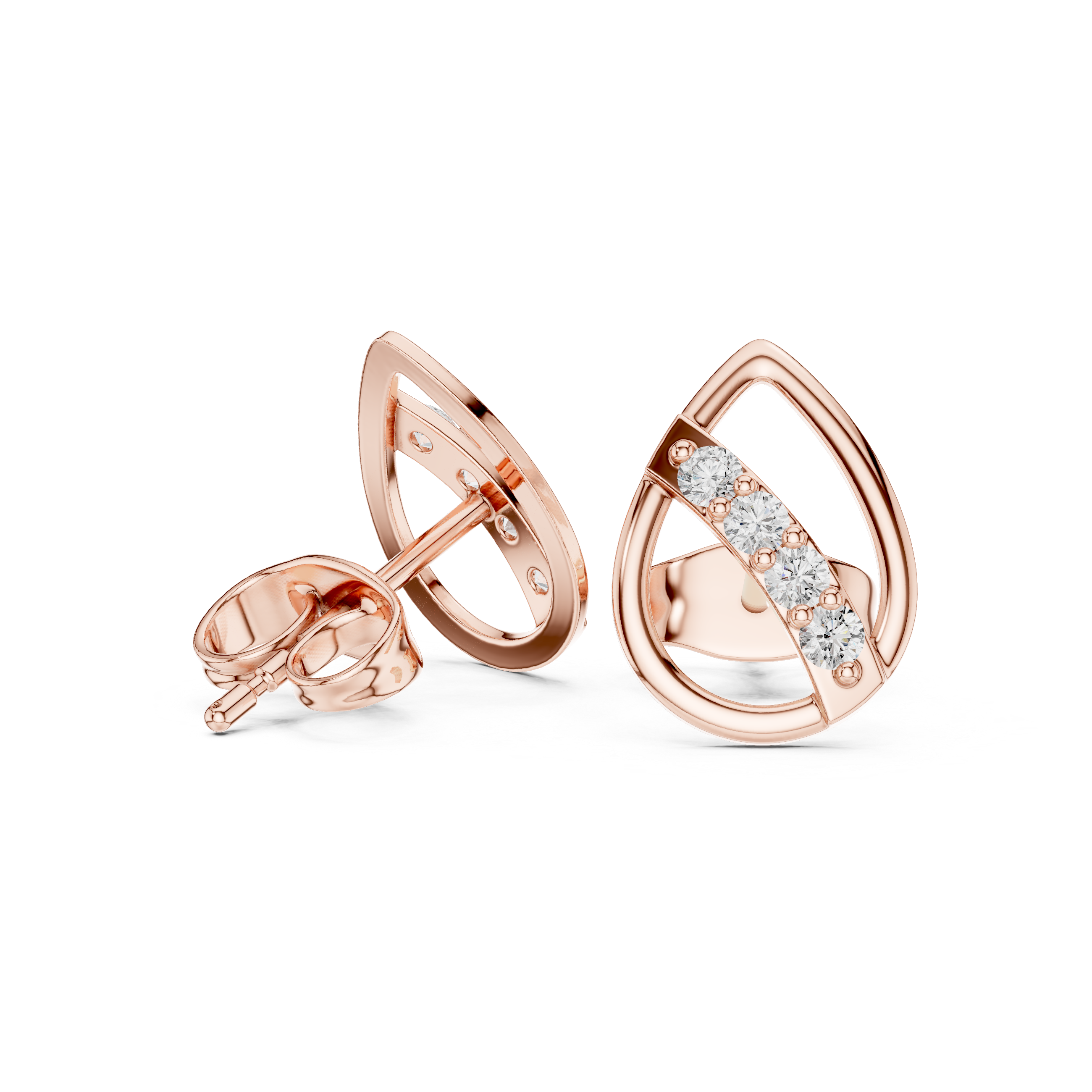 Fleur-de-Lis Diamond Stud Earrings in Rose Gold - VYKA Diamonds