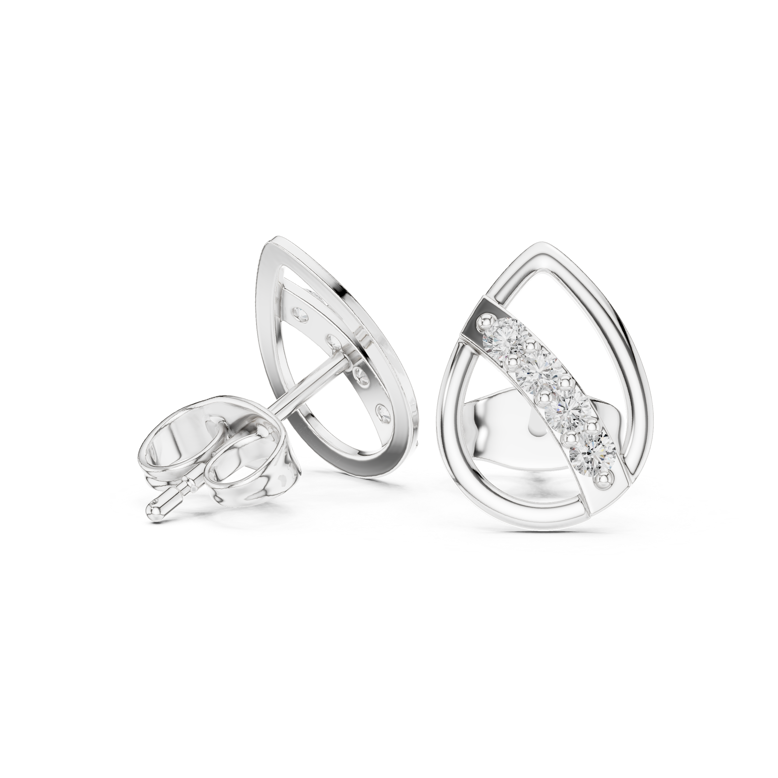 Fleur-de-Lis Diamond Stud Earrings in White Gold - VYKA Diamonds