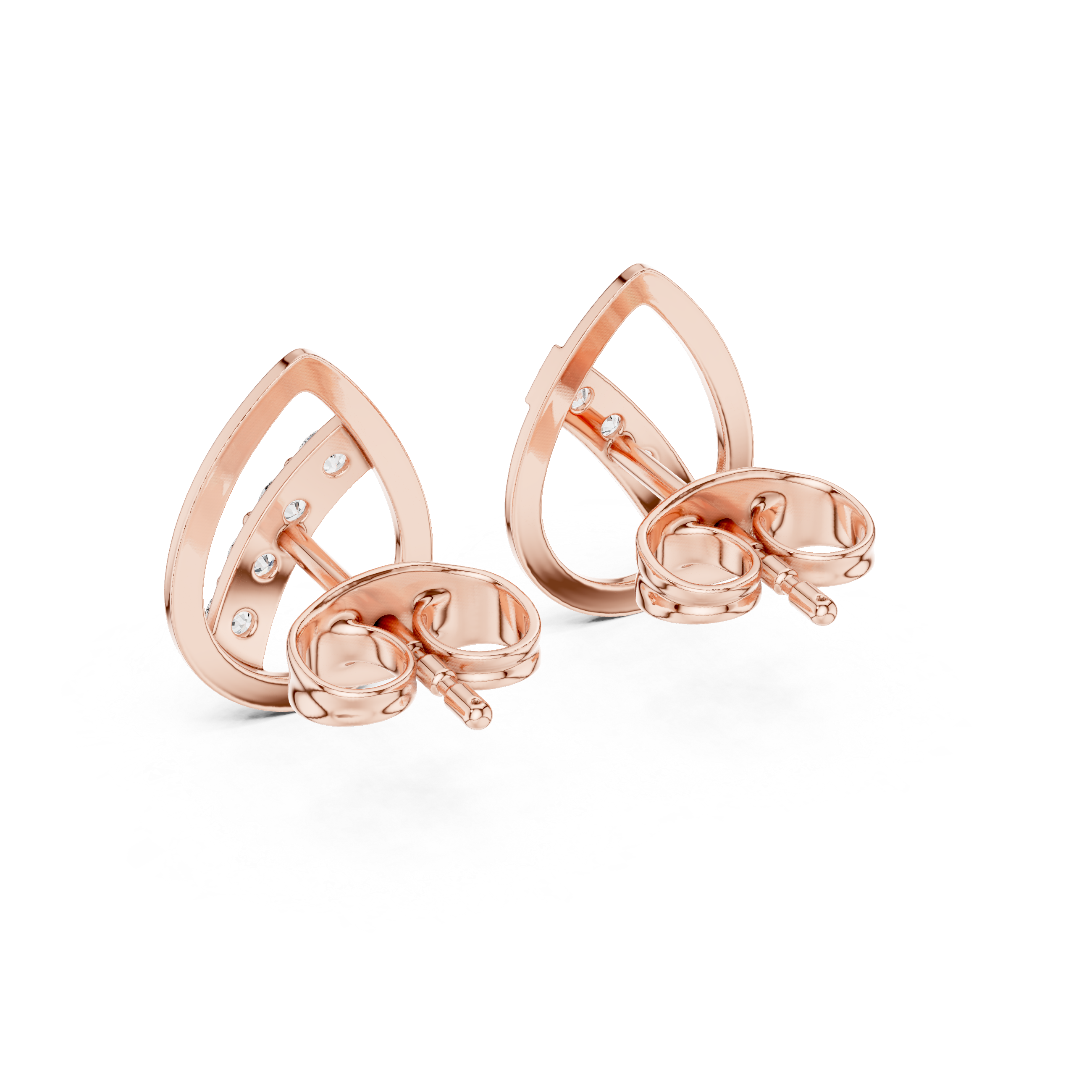 Fleur-de-Lis Diamond Stud Earrings in Rose Gold - VYKA Diamonds