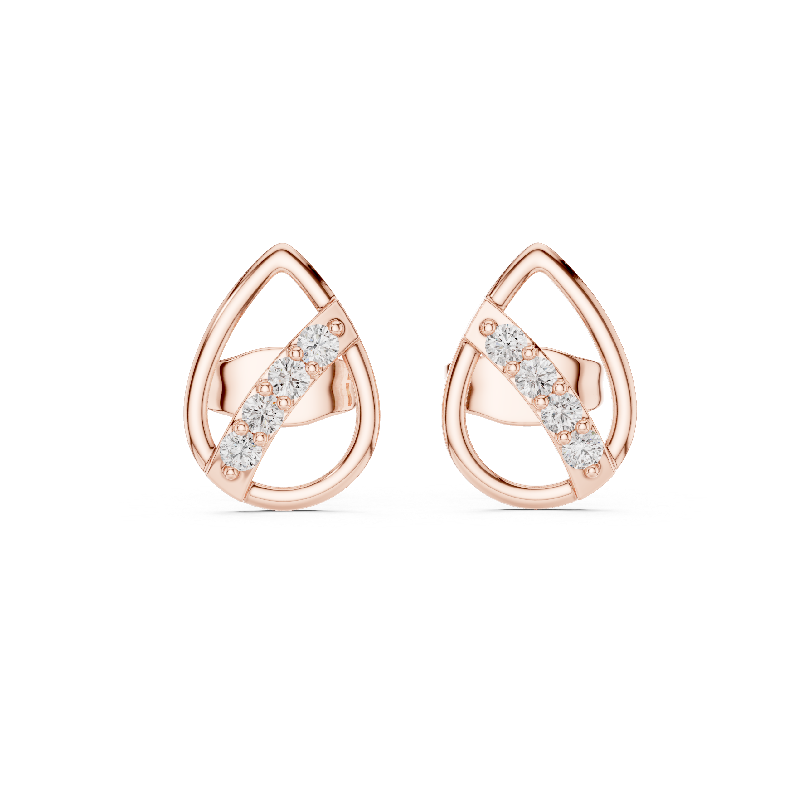 Fleur-de-Lis Diamond Stud Earrings in Rose Gold - VYKA Diamonds