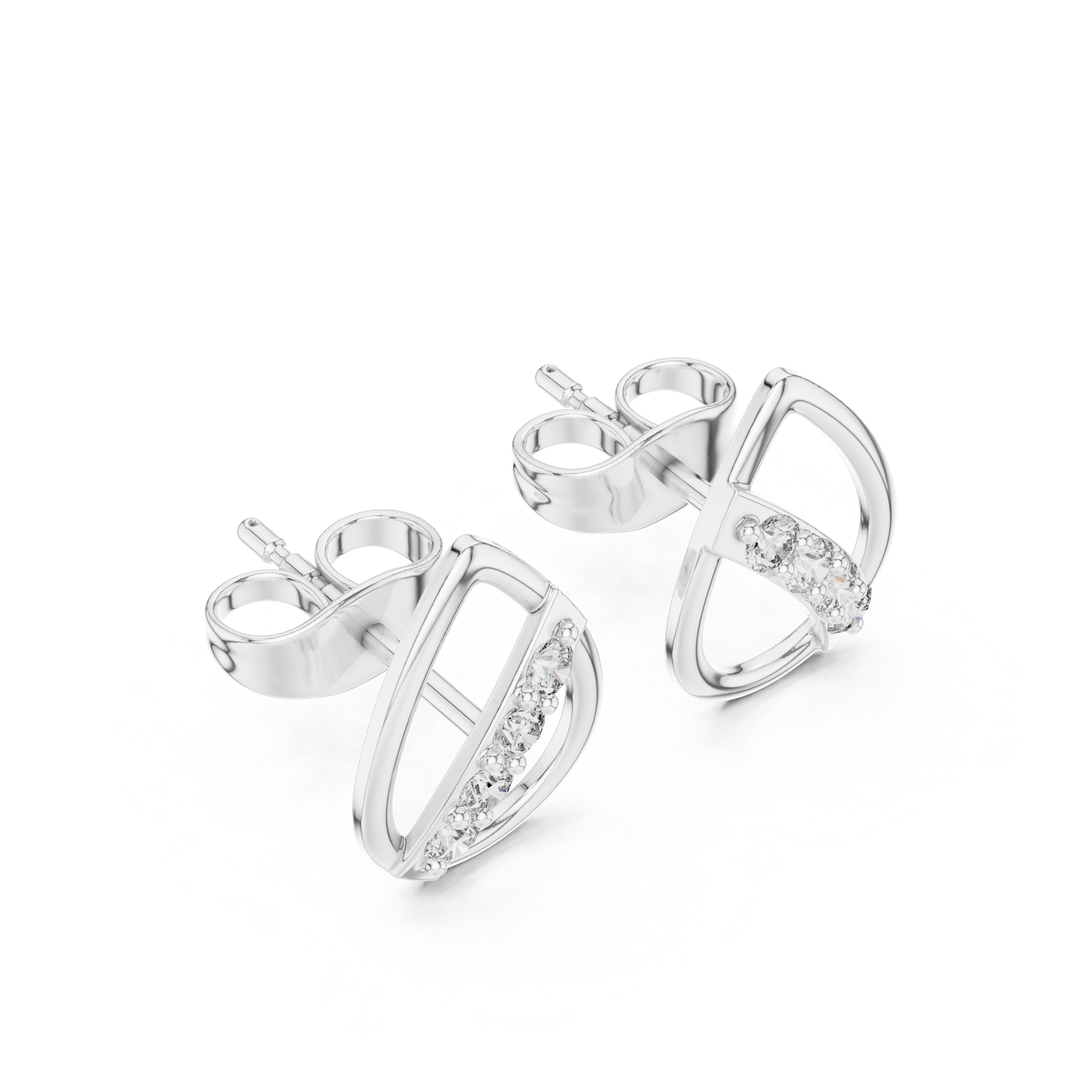 Fleur-de-Lis Diamond Stud Earrings in White Gold - VYKA Diamonds