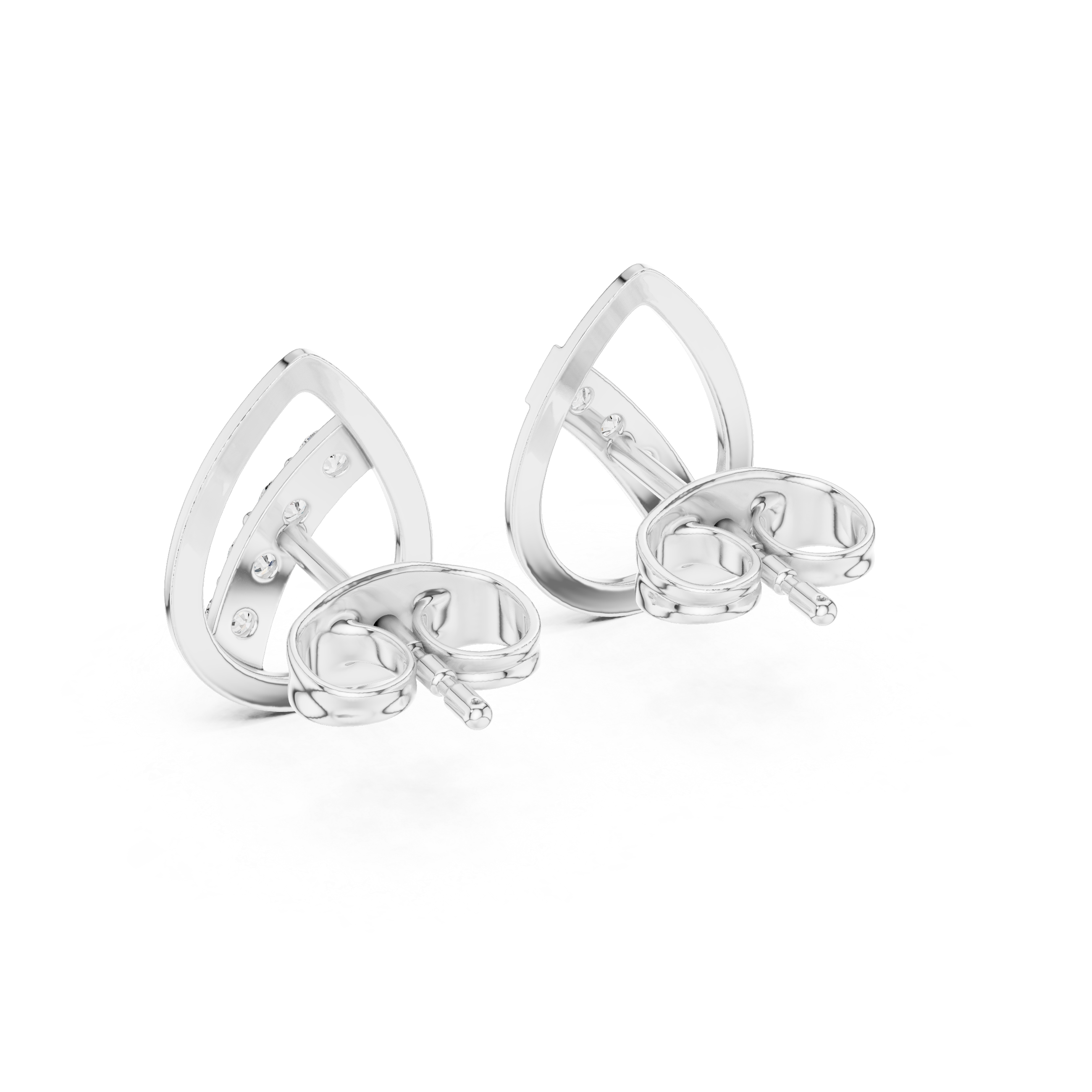 Fleur-de-Lis Diamond Stud Earrings in White Gold - VYKA Diamonds