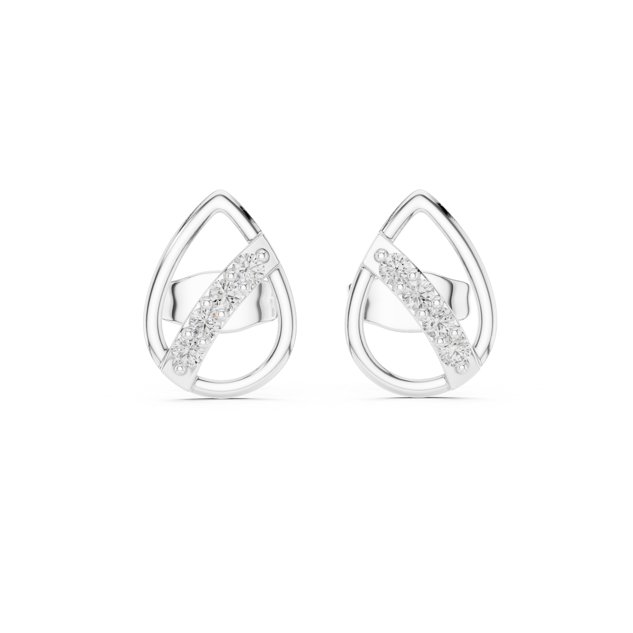Fleur-de-Lis Diamond Stud Earrings in White Gold - VYKA Diamonds
