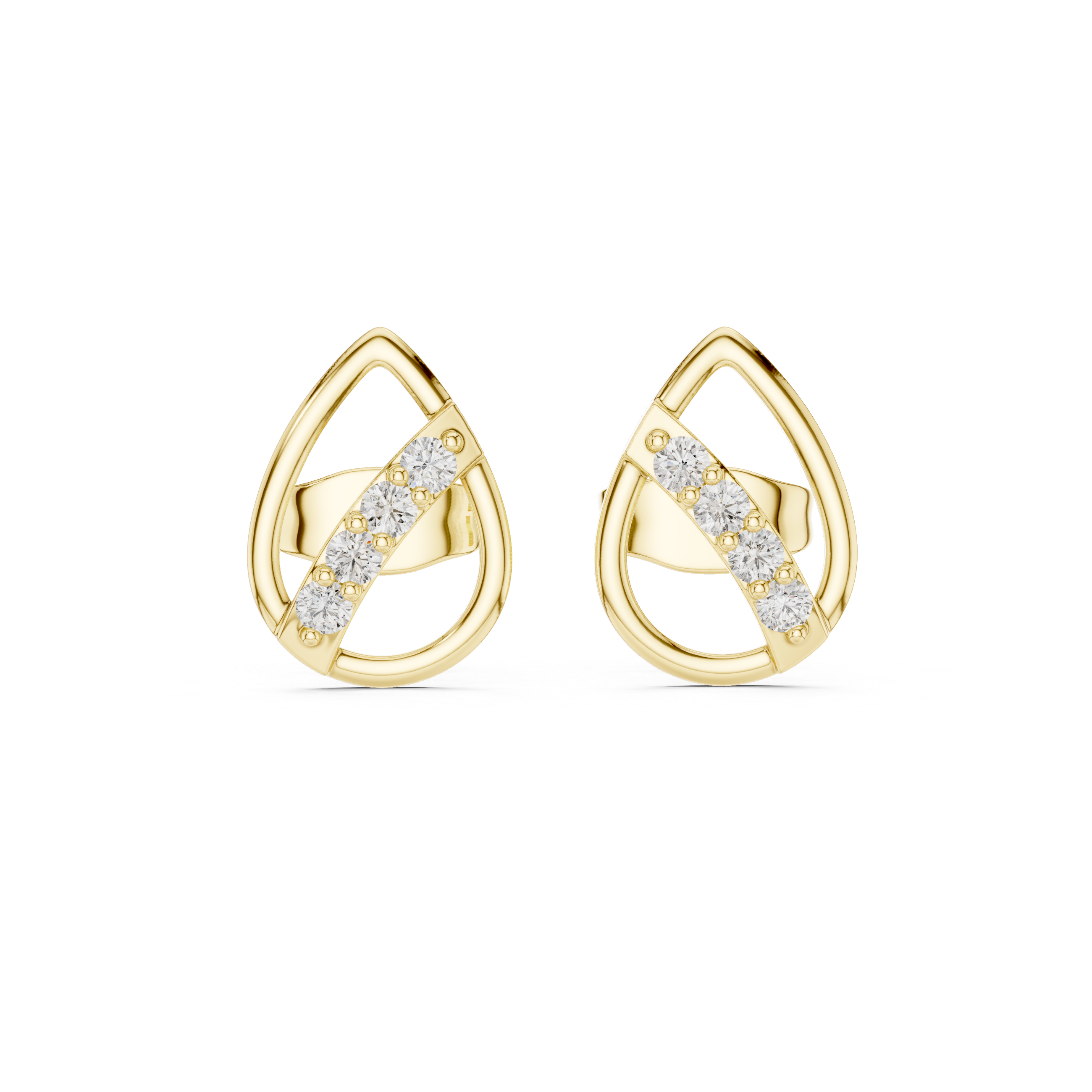 Fleur-de-Lis Diamond Stud Earrings in Yellow Gold - VYKA Diamonds