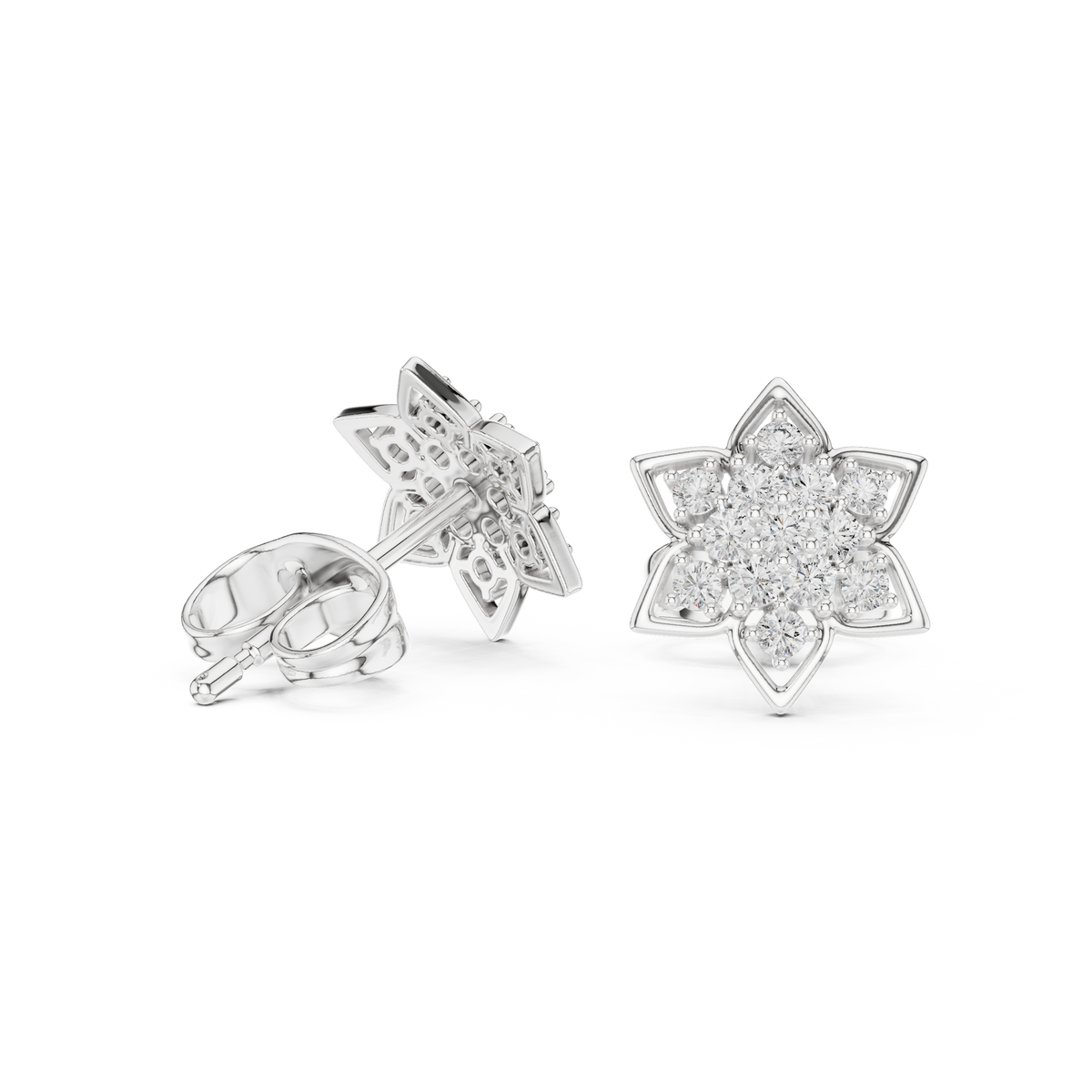 Pave Shield Diamond Stud Earrings