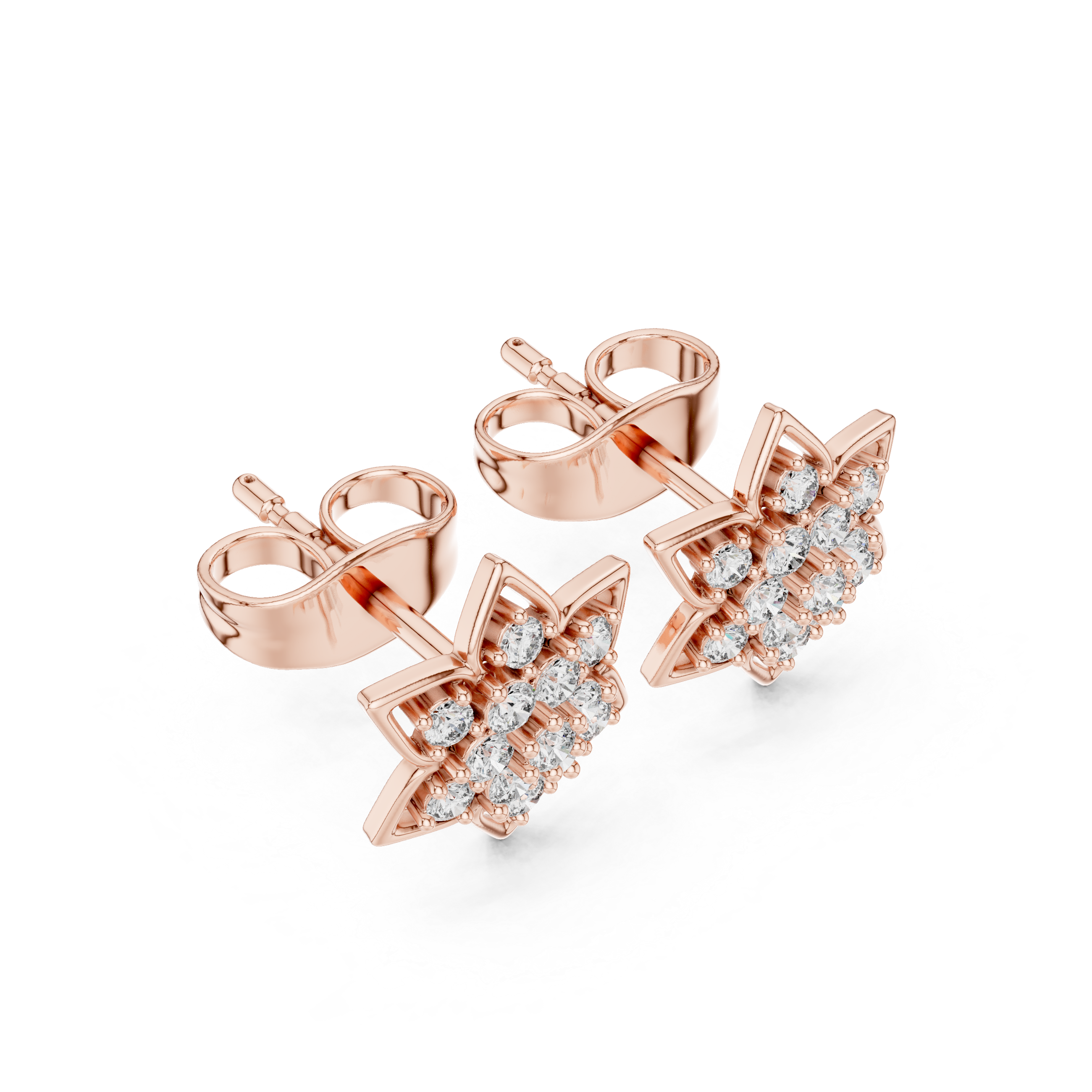 حلقان باف شيلد مرصعة بالألماس in Rose Gold - VYKA Diamonds