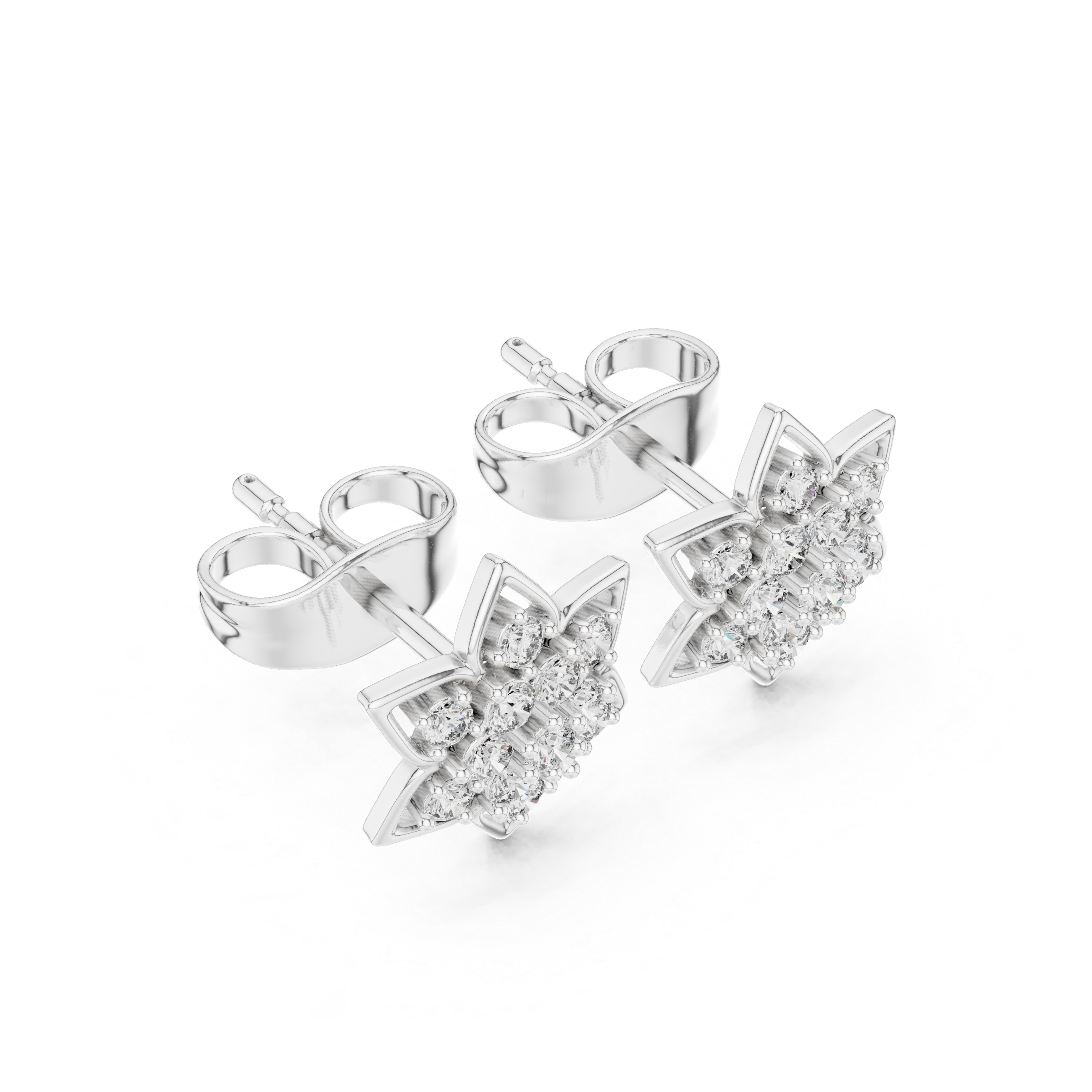حلقان باف شيلد مرصعة بالألماس in White Gold - VYKA Diamonds