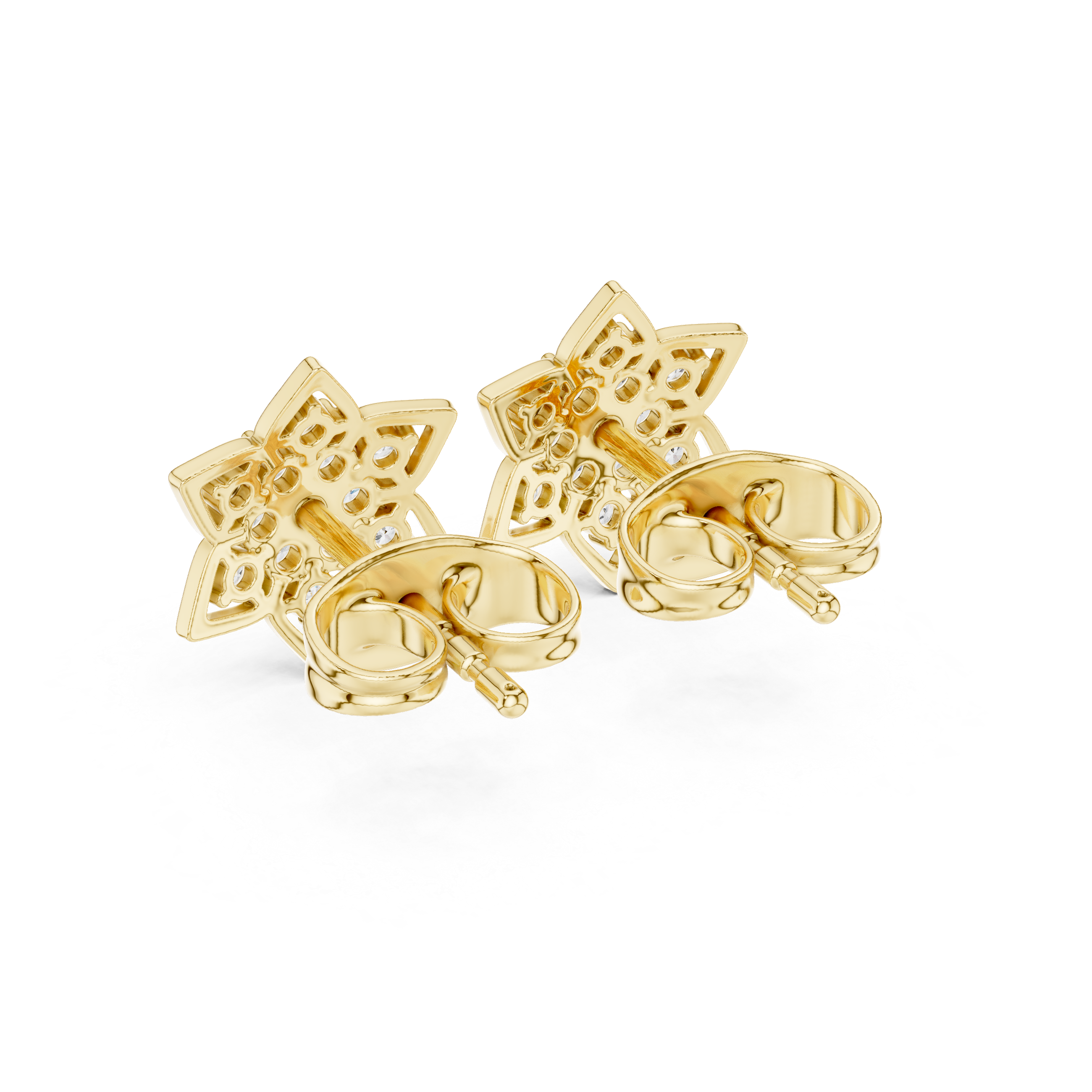 حلقان باف شيلد مرصعة بالألماس in Yellow Gold - VYKA Diamonds