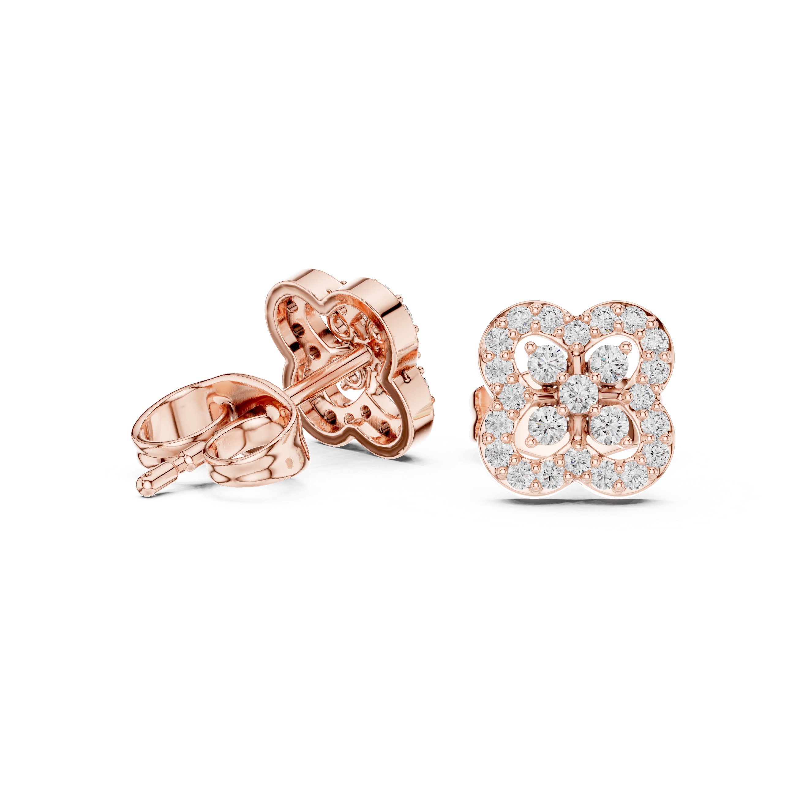 Cathedral Arch Diamond Stud Earrings in Rose Gold - VYKA Diamonds