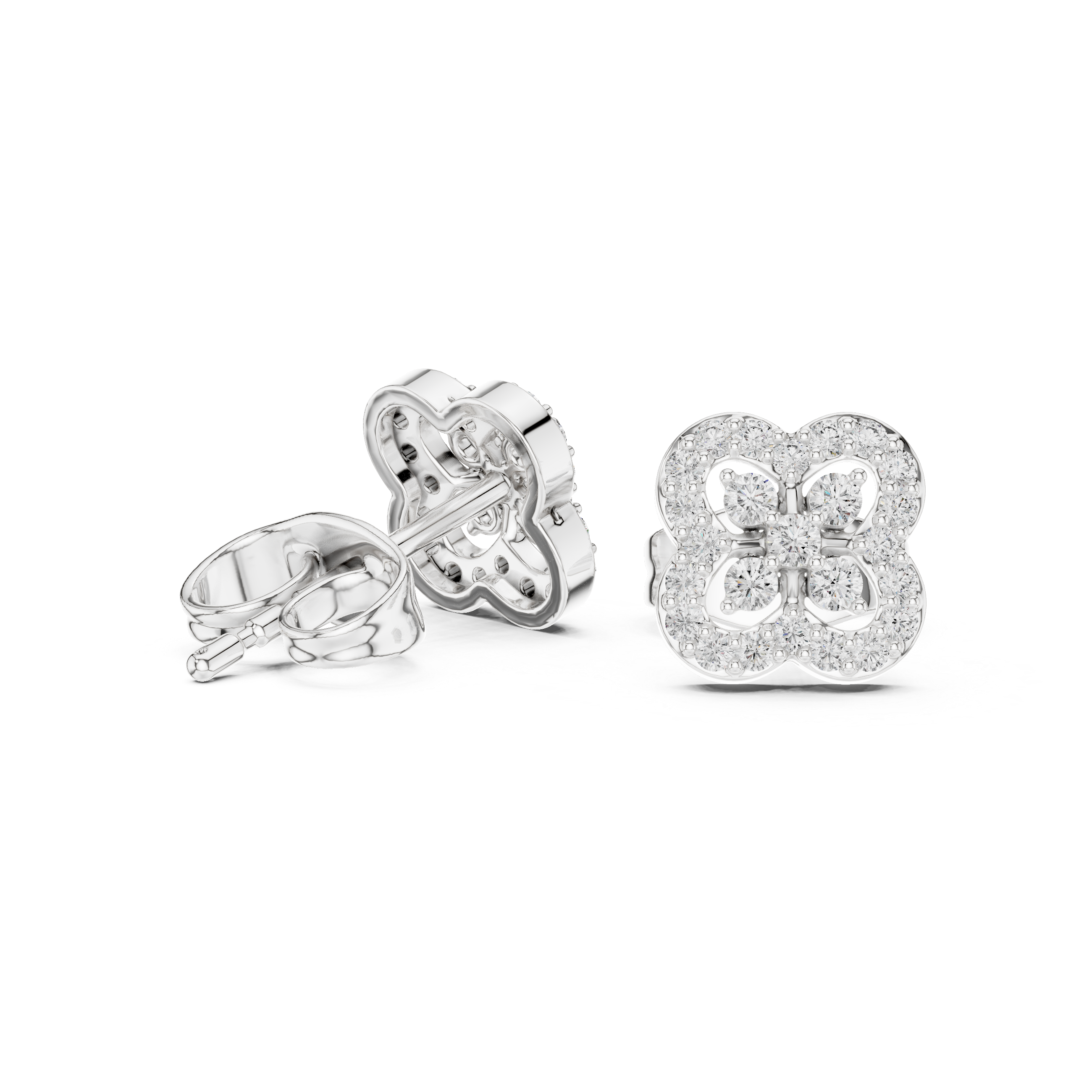 Cathedral Arch Diamond Stud Earrings in White Gold - VYKA Diamonds