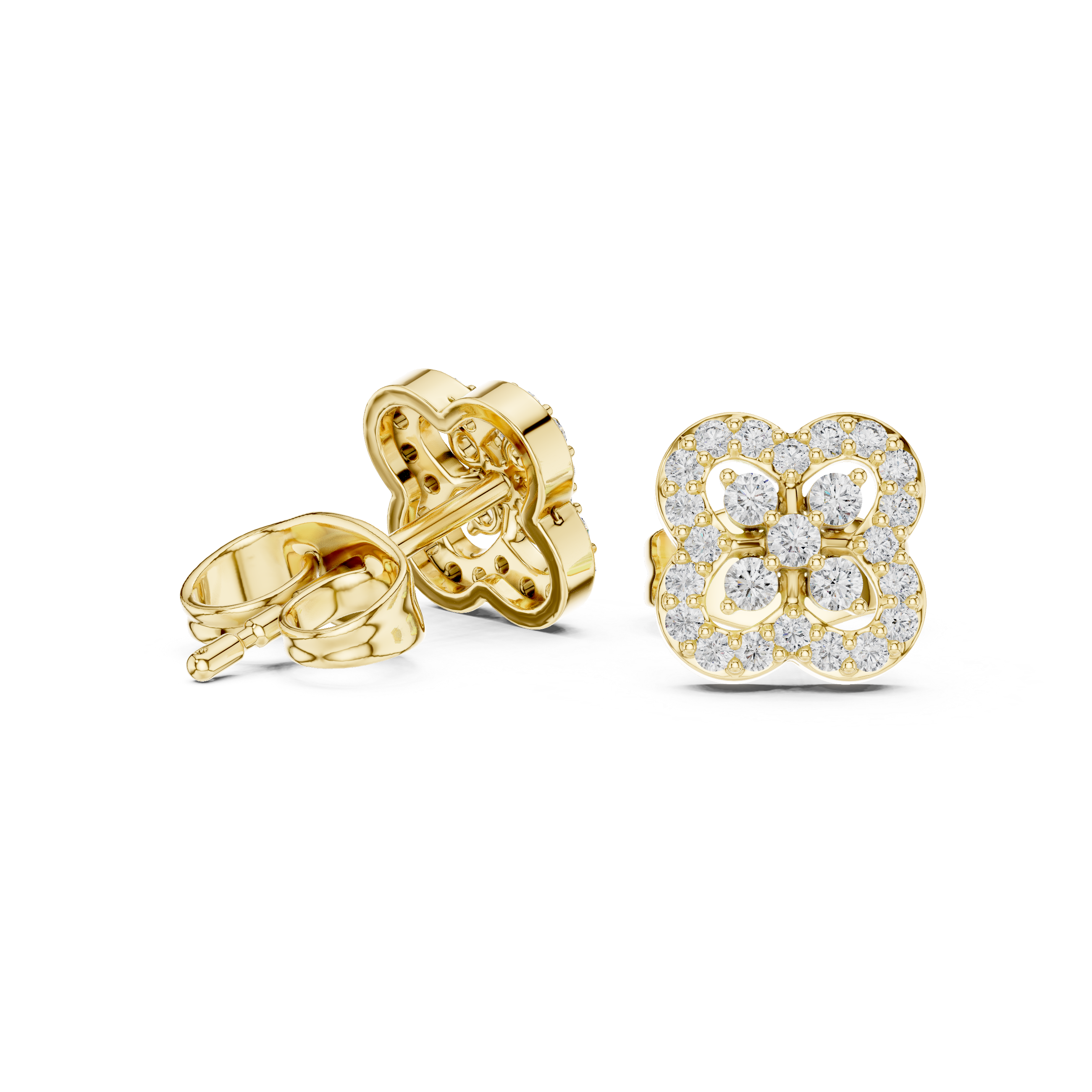 Cathedral Arch Diamond Stud Earrings in Yellow Gold - VYKA Diamonds