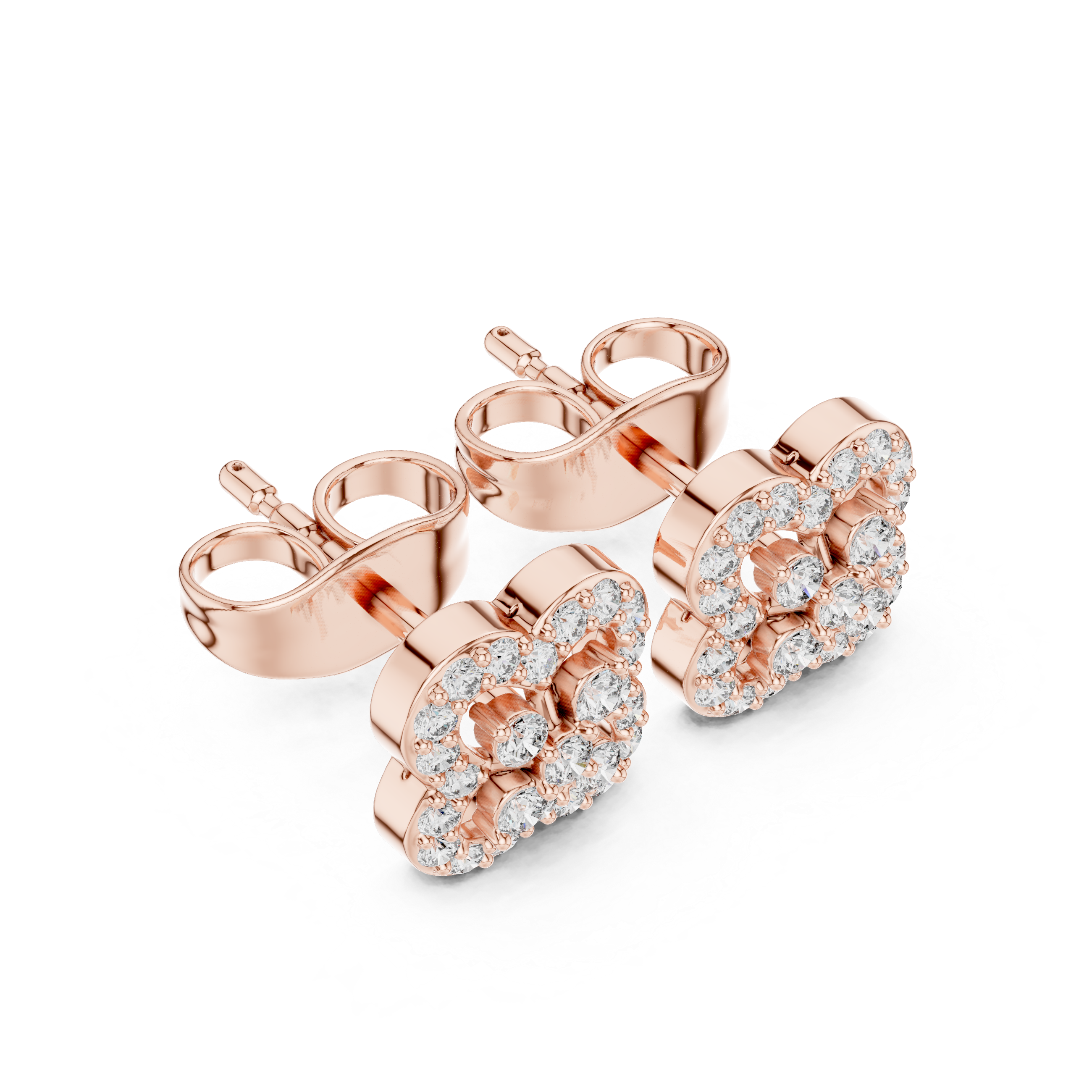 Cathedral Arch Diamond Stud Earrings in Rose Gold - VYKA Diamonds