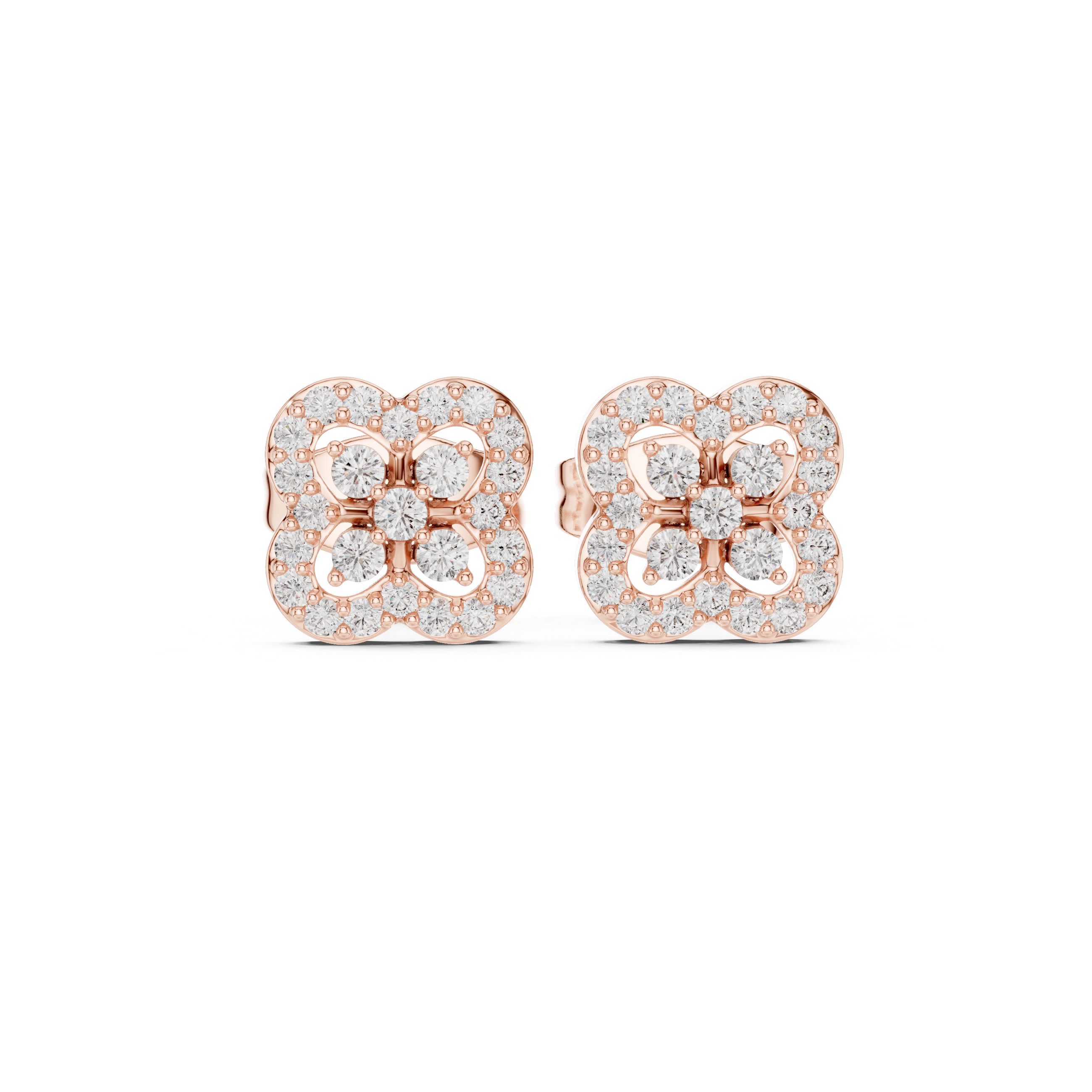 Cathedral Arch Diamond Stud Earrings in Rose Gold - VYKA Diamonds