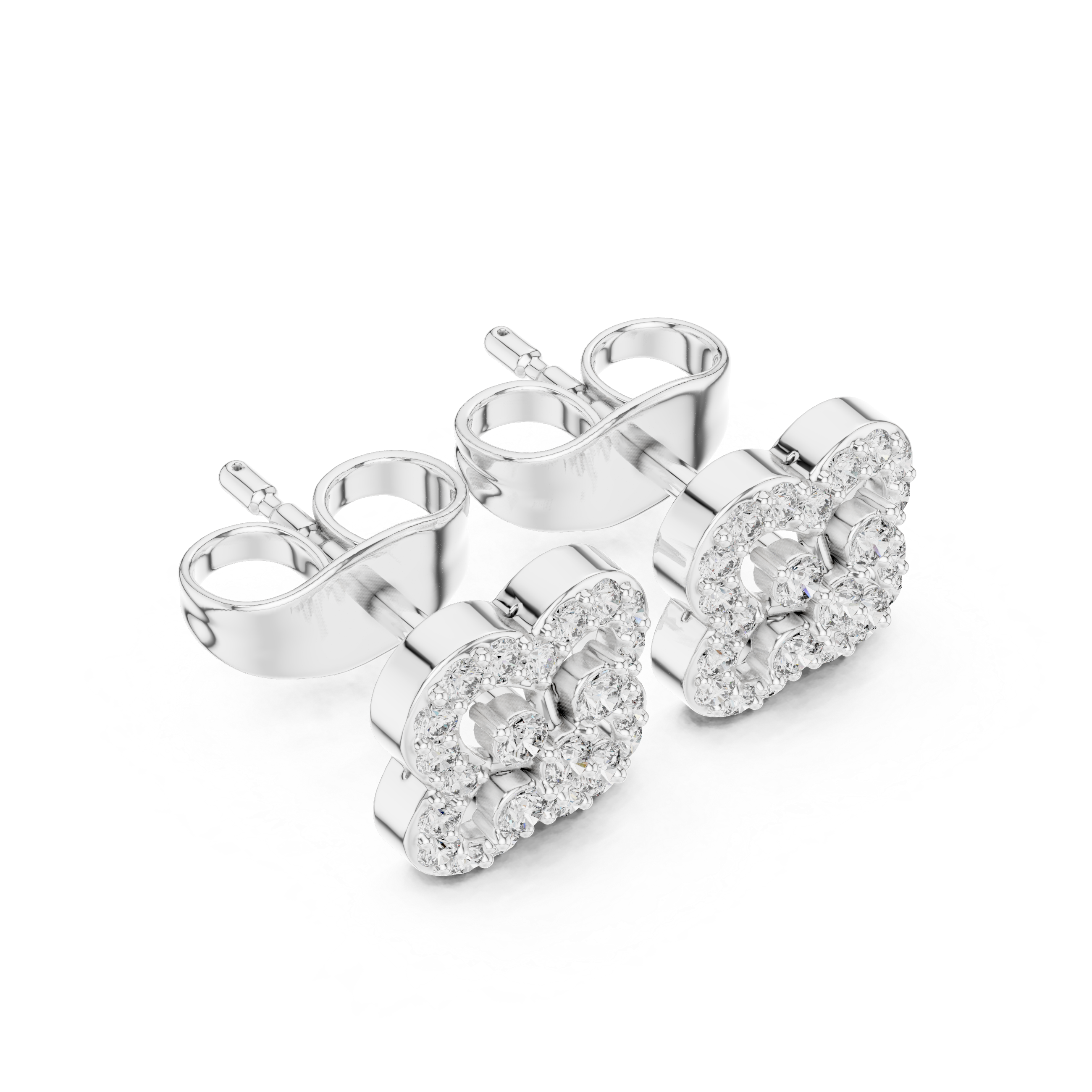 Cathedral Arch Diamond Stud Earrings in White Gold - VYKA Diamonds