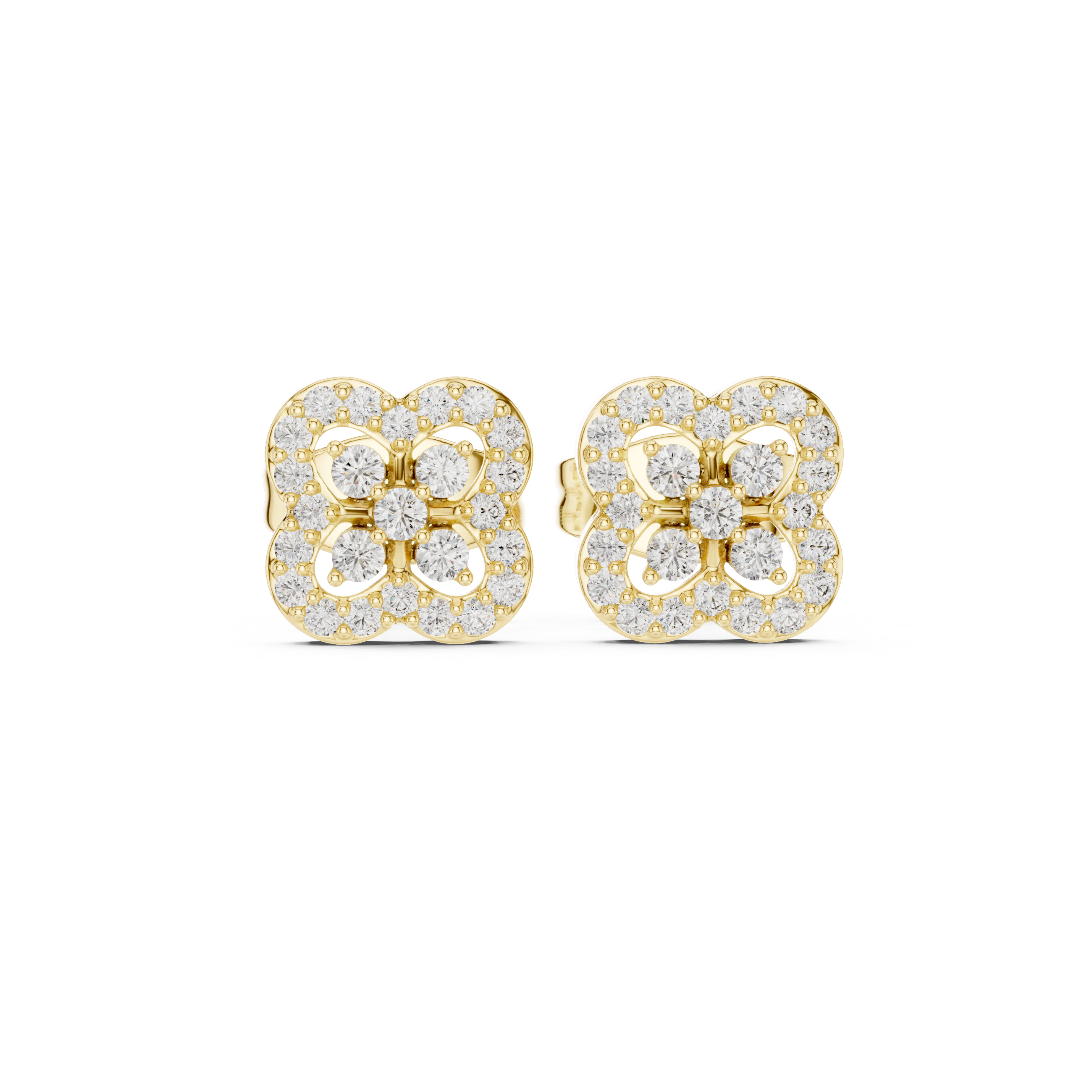 Cathedral Arch Diamond Stud Earrings in Yellow Gold - VYKA Diamonds