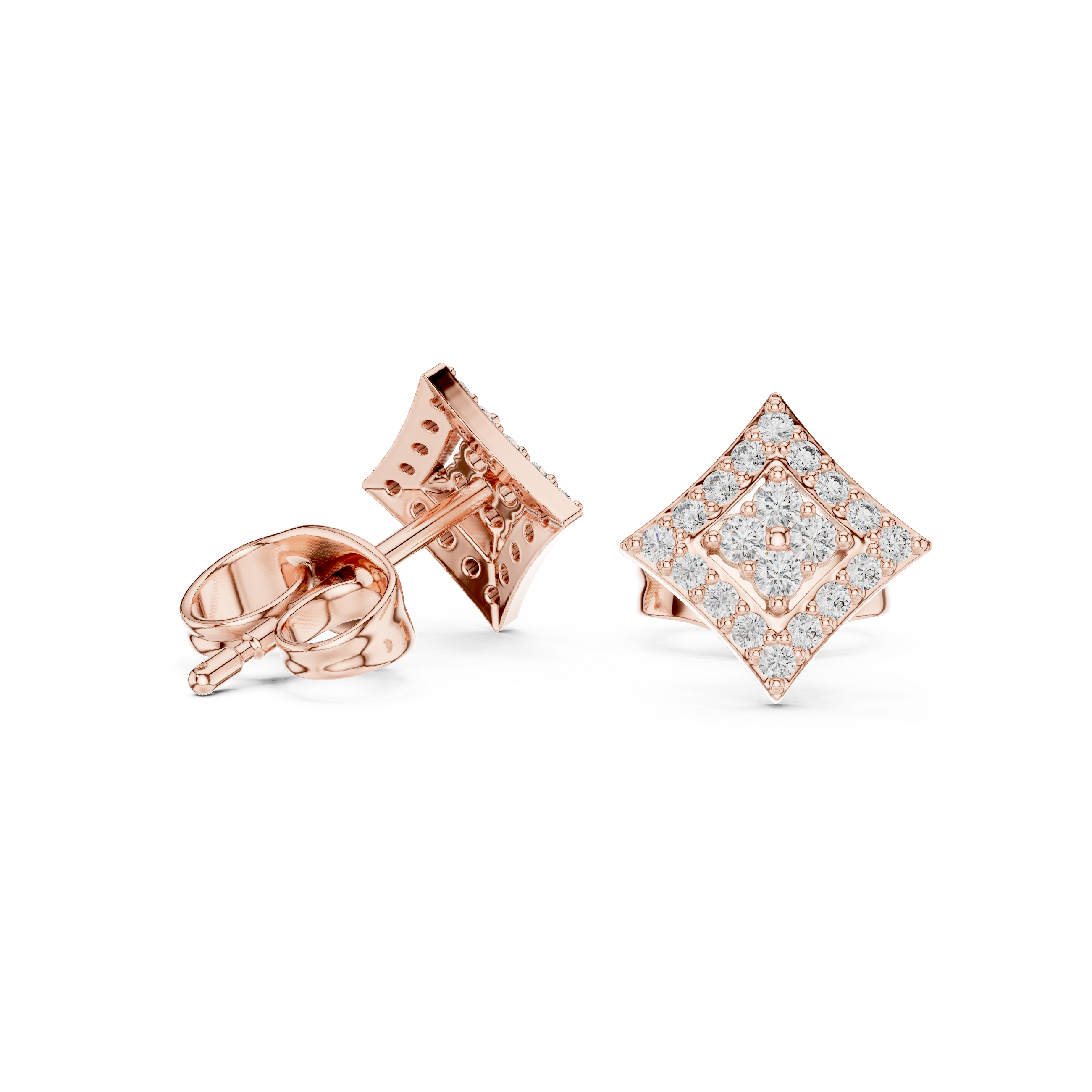 Twisted Infinity Diamond Stud Earrings in Rose Gold - VYKA Diamonds
