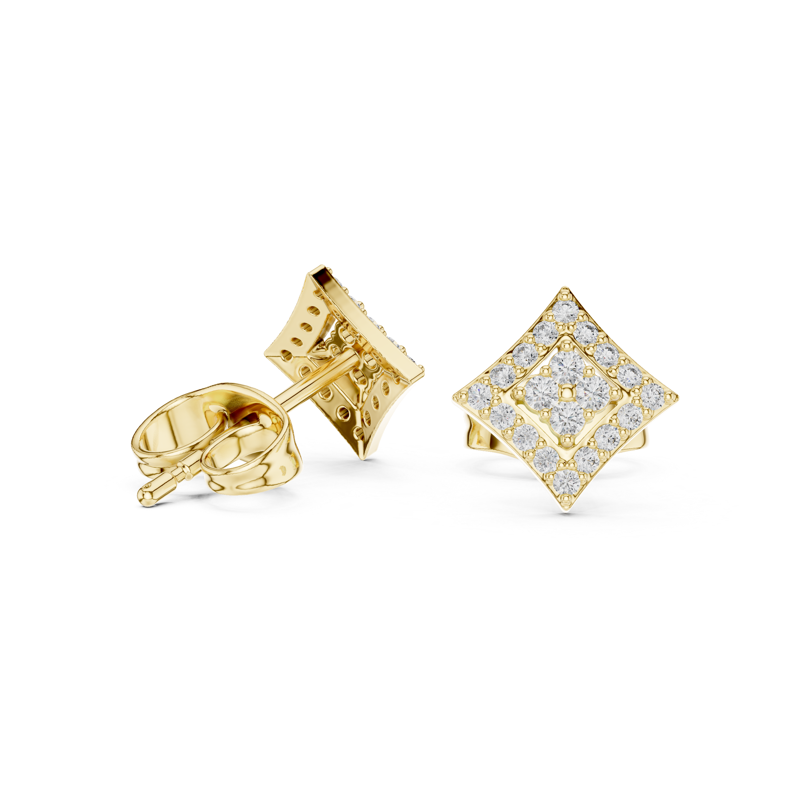 Twisted Infinity Diamond Stud Earrings in Yellow Gold - VYKA Diamonds
