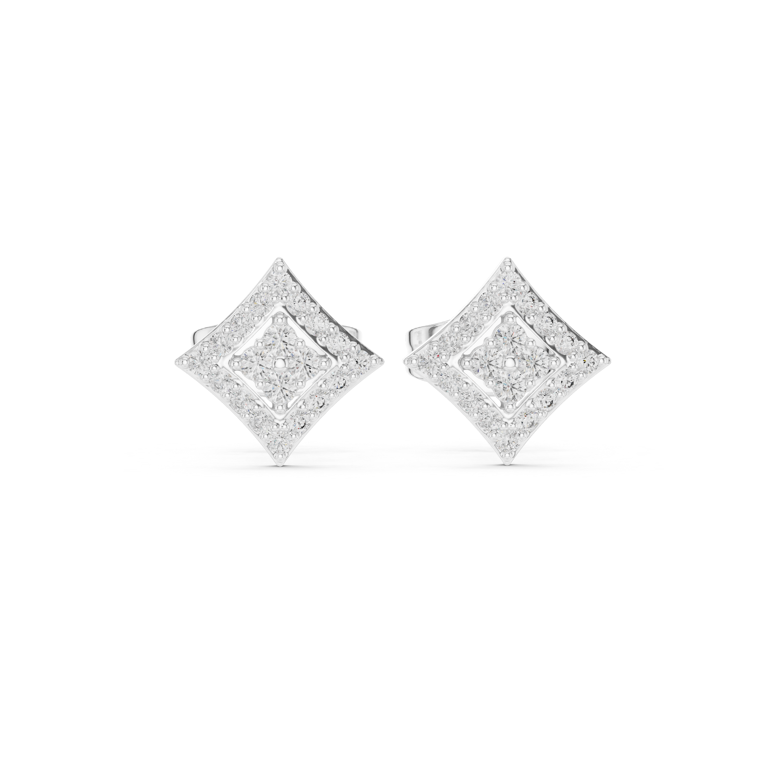 Twisted Infinity Diamond Stud Earrings in White Gold - VYKA Diamonds