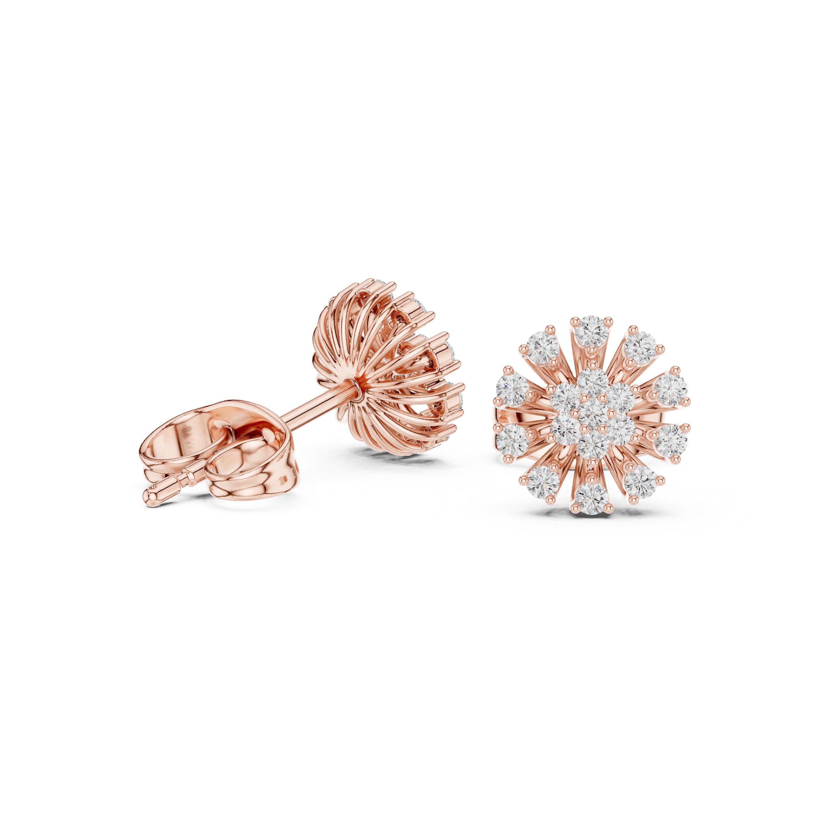 Oval Double Frame Diamond Stud Earrings in Rose Gold - VYKA Diamonds