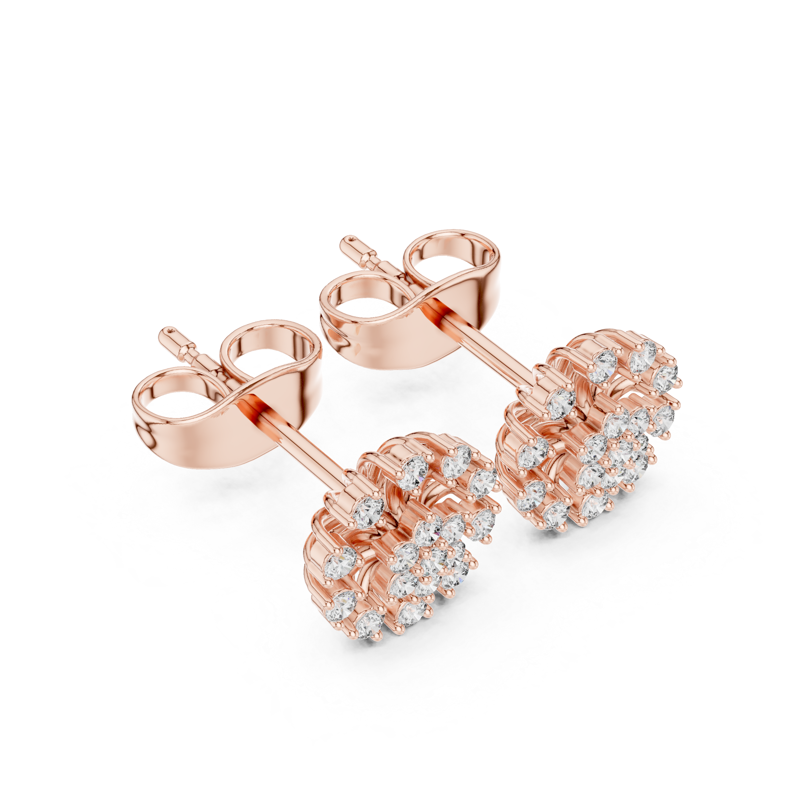 Oval Double Frame Diamond Stud Earrings in Rose Gold - VYKA Diamonds