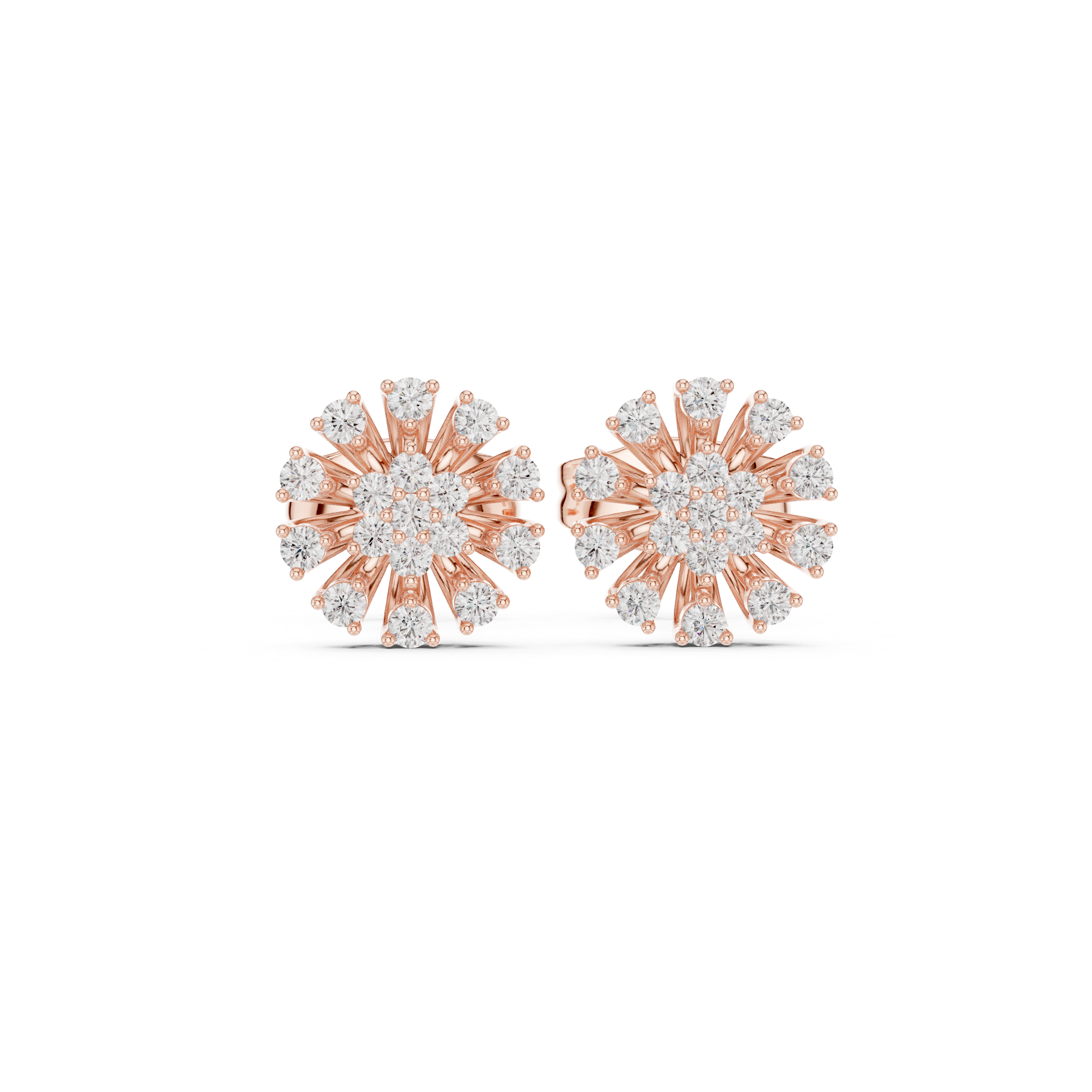 Oval Double Frame Diamond Stud Earrings in Rose Gold - VYKA Diamonds