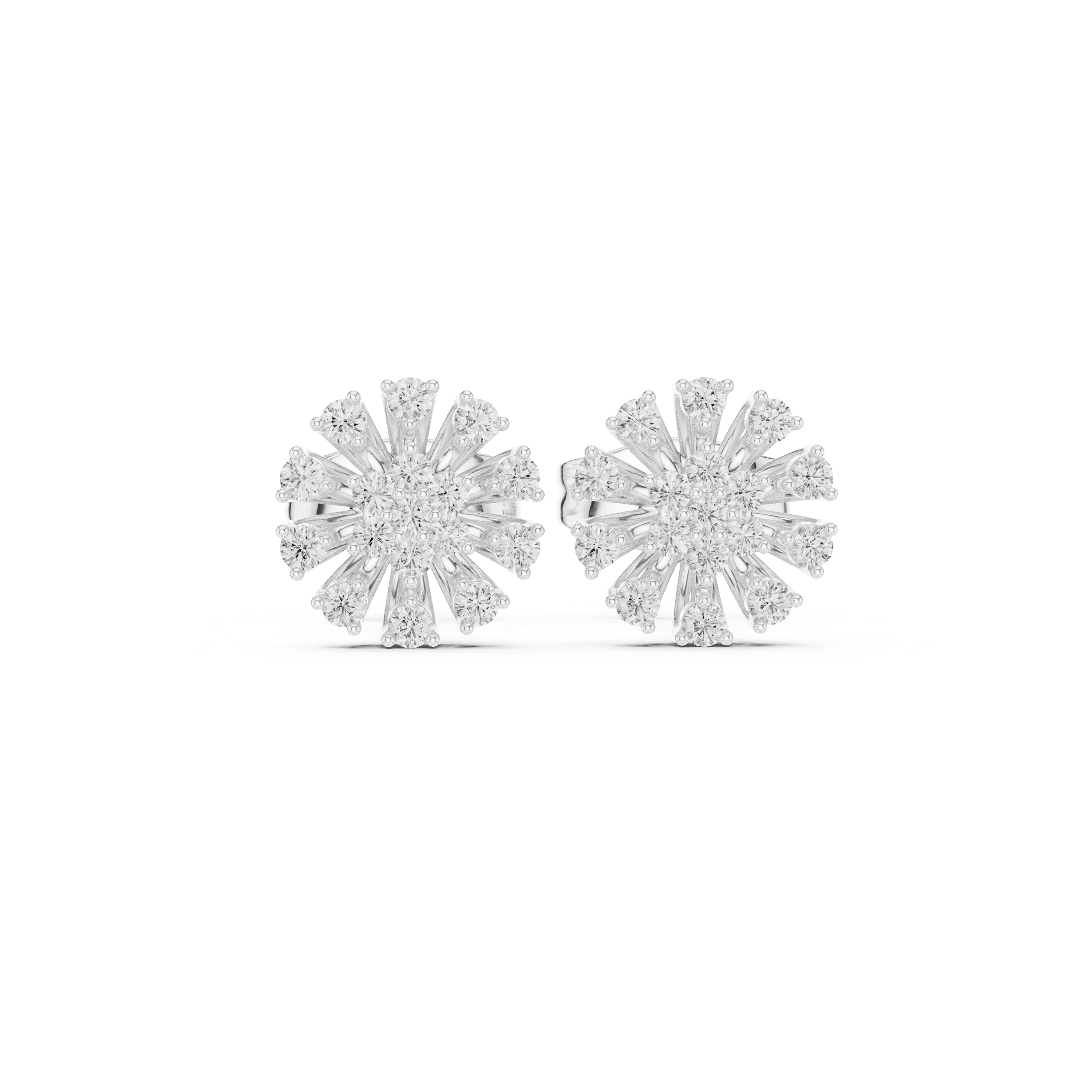 Oval Double Frame Diamond Stud Earrings in White Gold - VYKA Diamonds