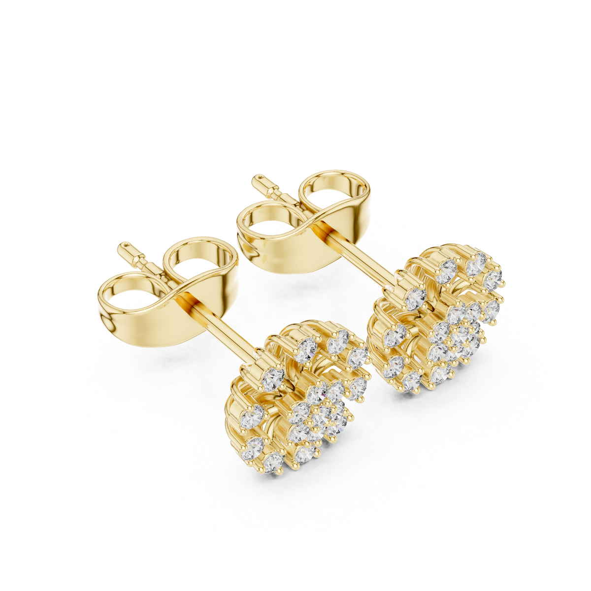 Oval Double Frame Diamond Stud Earrings