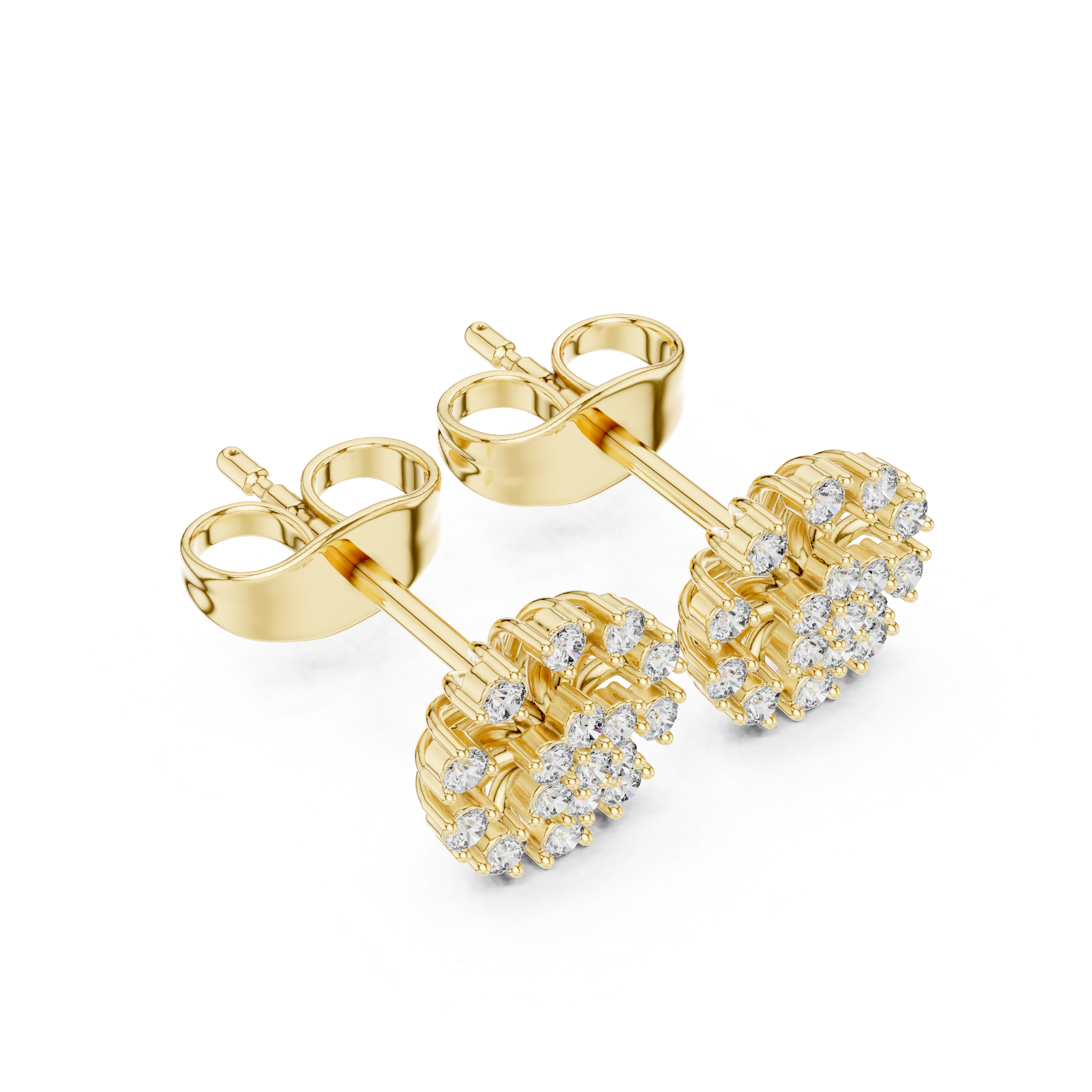 Oval Double Frame Diamond Stud Earrings in Yellow Gold - VYKA Diamonds