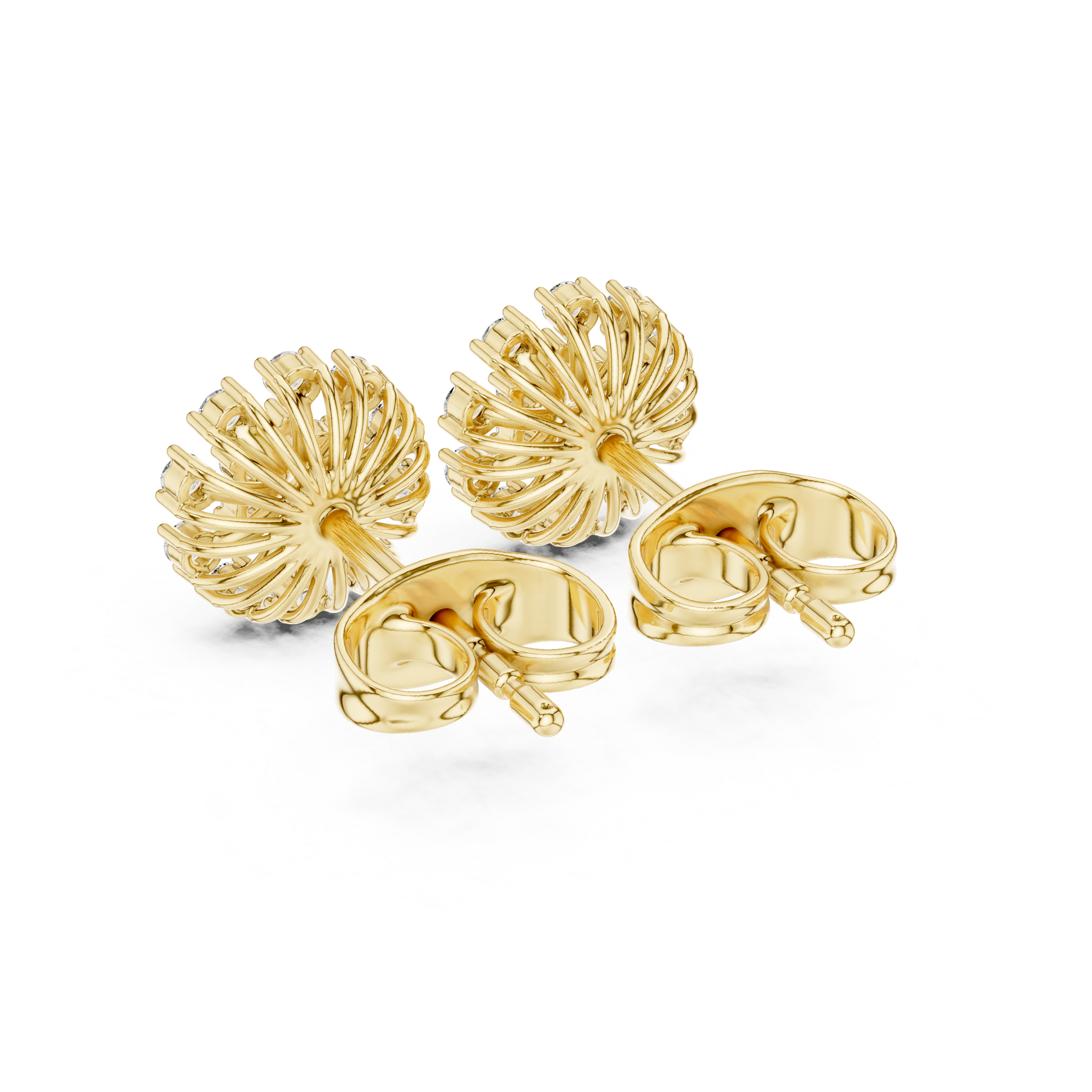 Oval Double Frame Diamond Stud Earrings in Yellow Gold - VYKA Diamonds