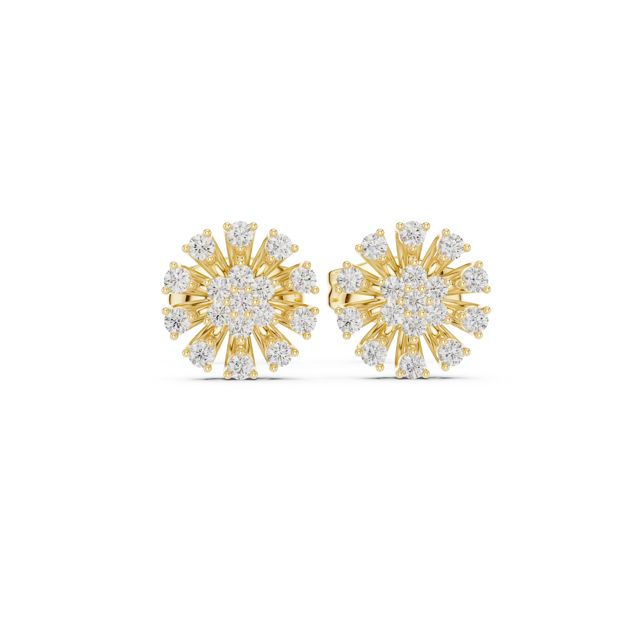 Oval Double Frame Diamond Stud Earrings in Yellow Gold - VYKA Diamonds