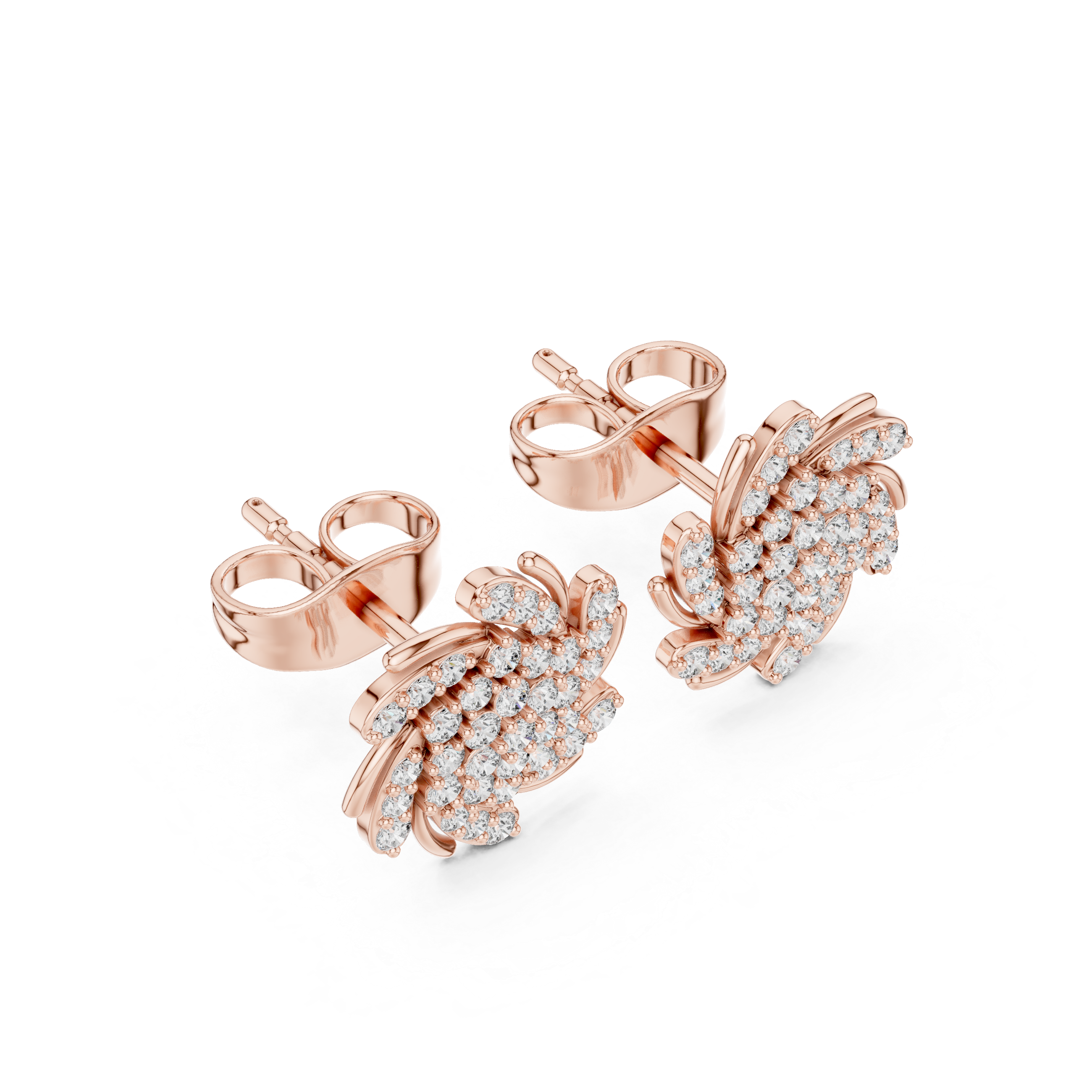 حلقان مسمارية ألماسية "ويف كريست" in Rose Gold - VYKA Diamonds
