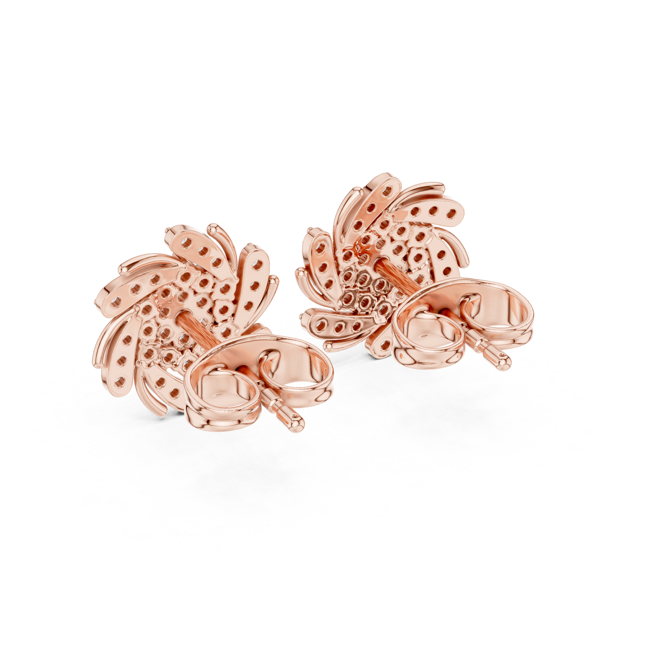 حلقان مسمارية ألماسية "ويف كريست" in Rose Gold - VYKA Diamonds
