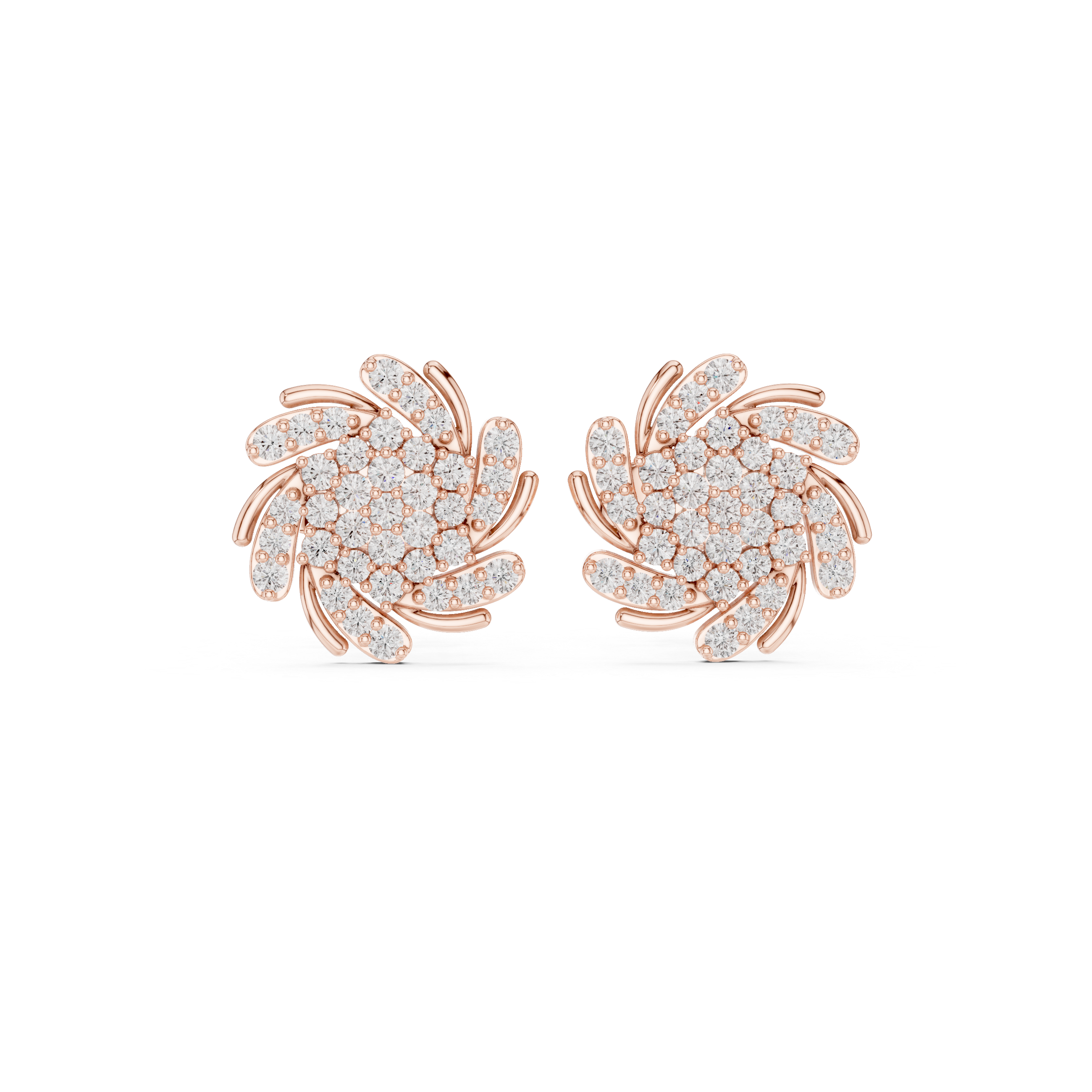 حلقان مسمارية ألماسية "ويف كريست" in Rose Gold - VYKA Diamonds