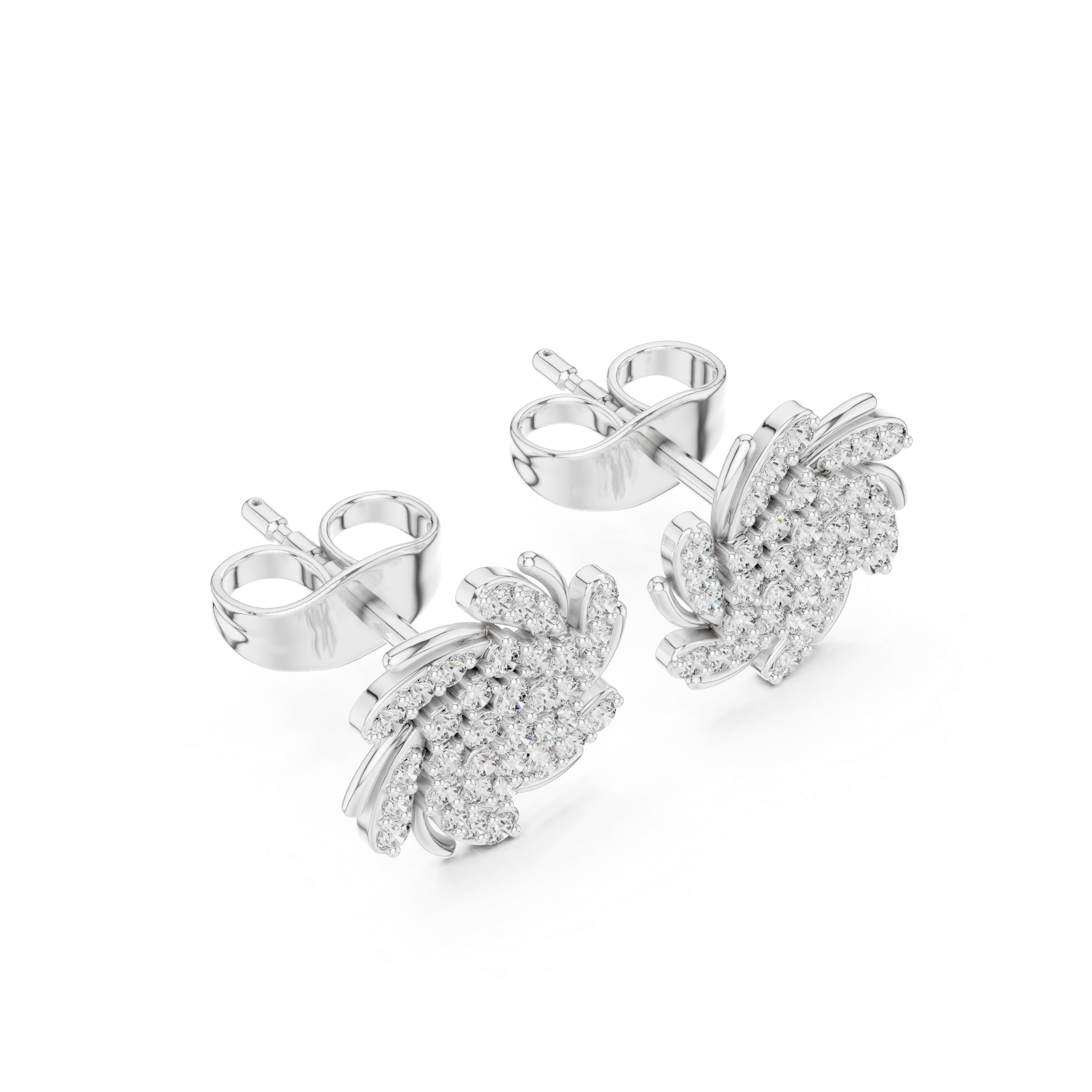 حلقان مسمارية ألماسية "ويف كريست" in White Gold - VYKA Diamonds