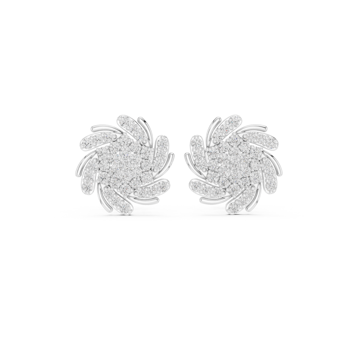 Wave Crest Diamond Stud Earrings