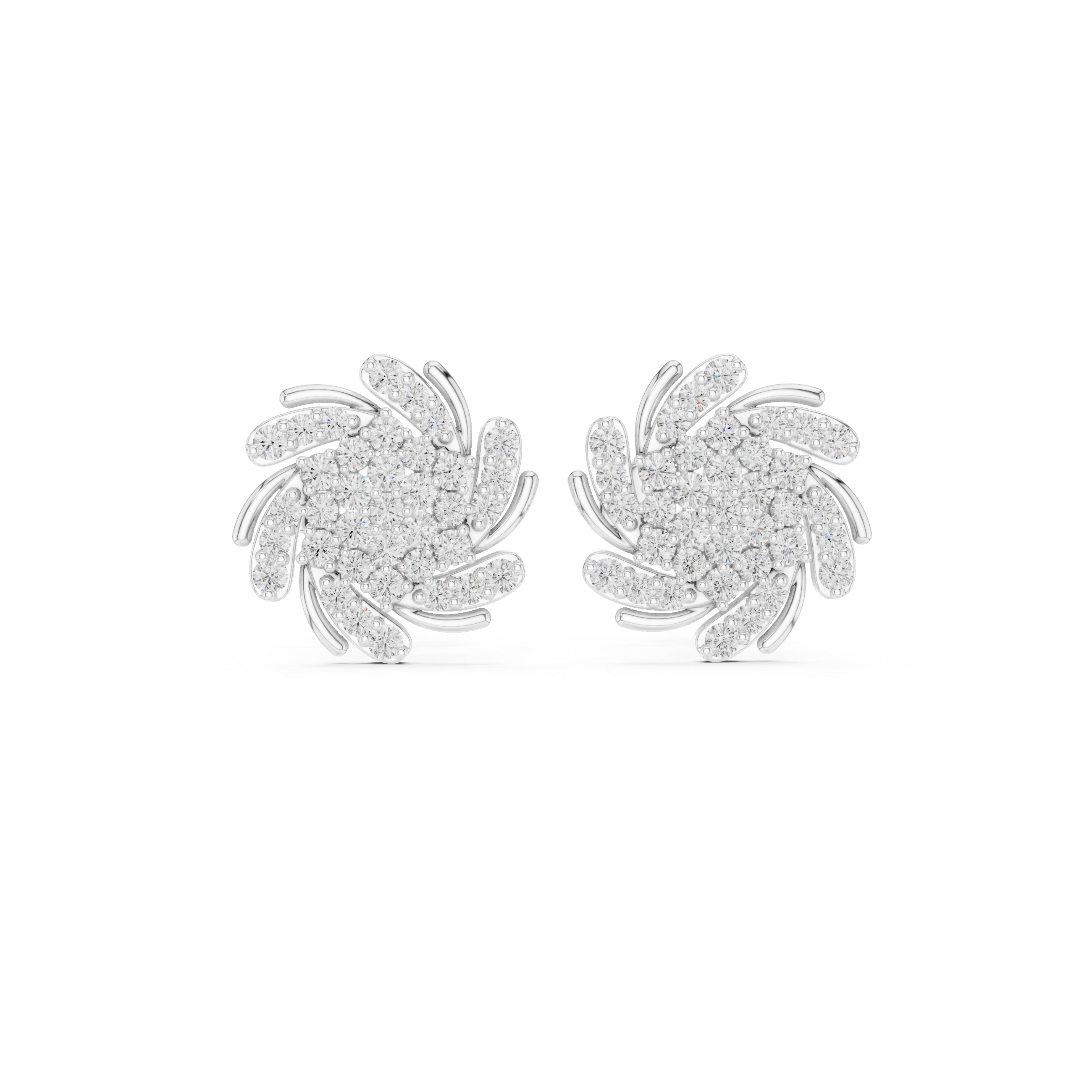 حلقان مسمارية ألماسية "ويف كريست" in White Gold - VYKA Diamonds