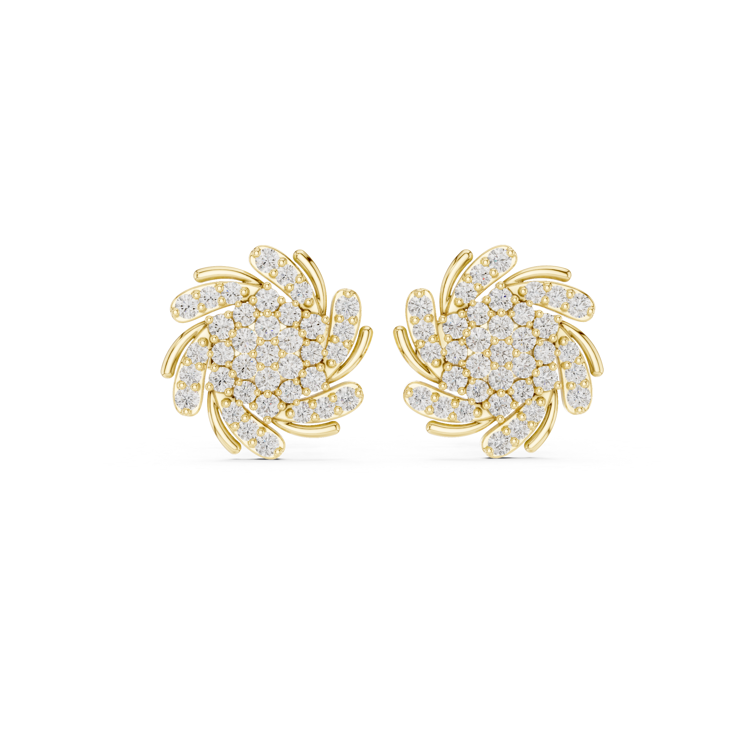 حلقان مسمارية ألماسية "ويف كريست" in Yellow Gold - VYKA Diamonds