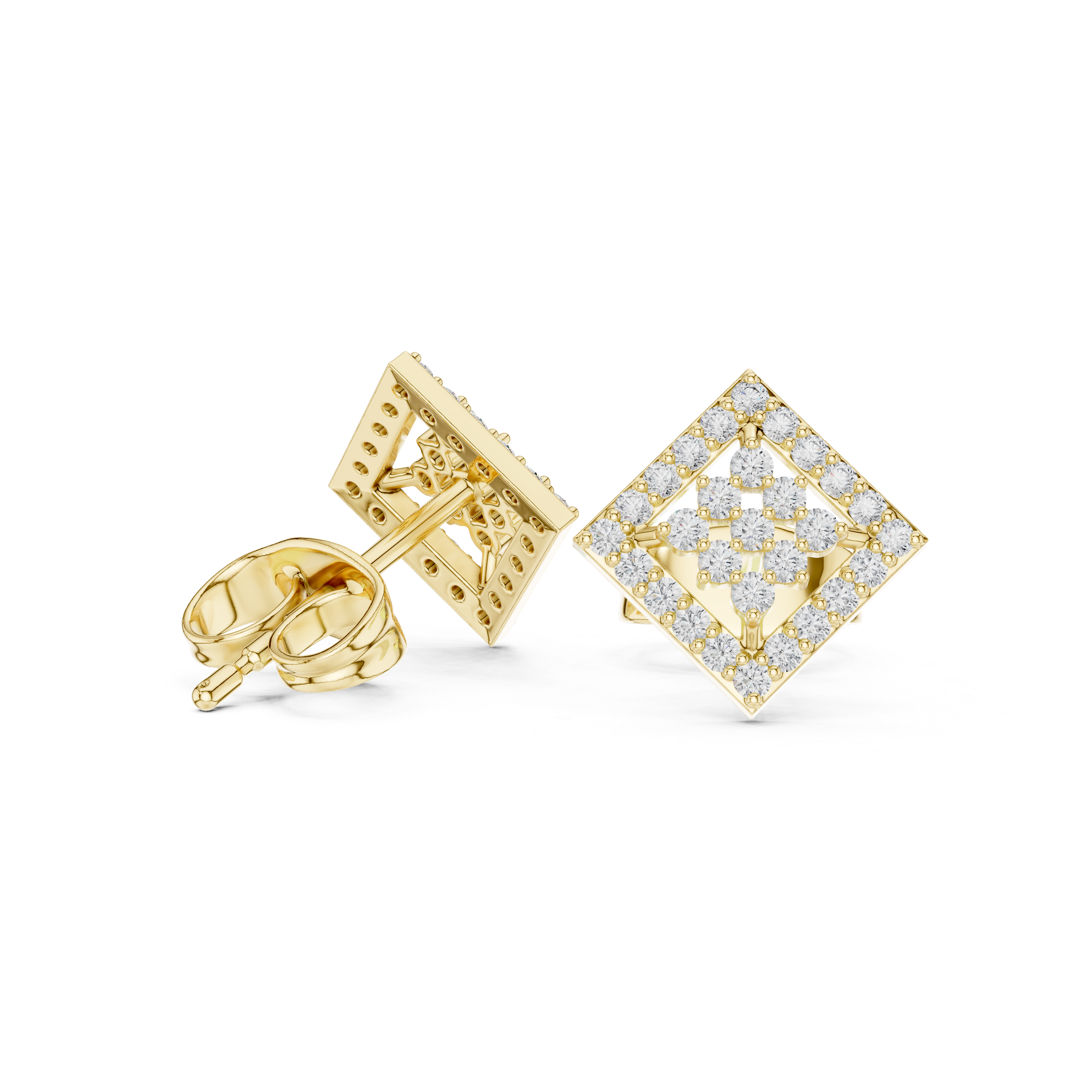 Marquise Flame Diamond Stud Earrings in Yellow Gold - VYKA Diamonds
