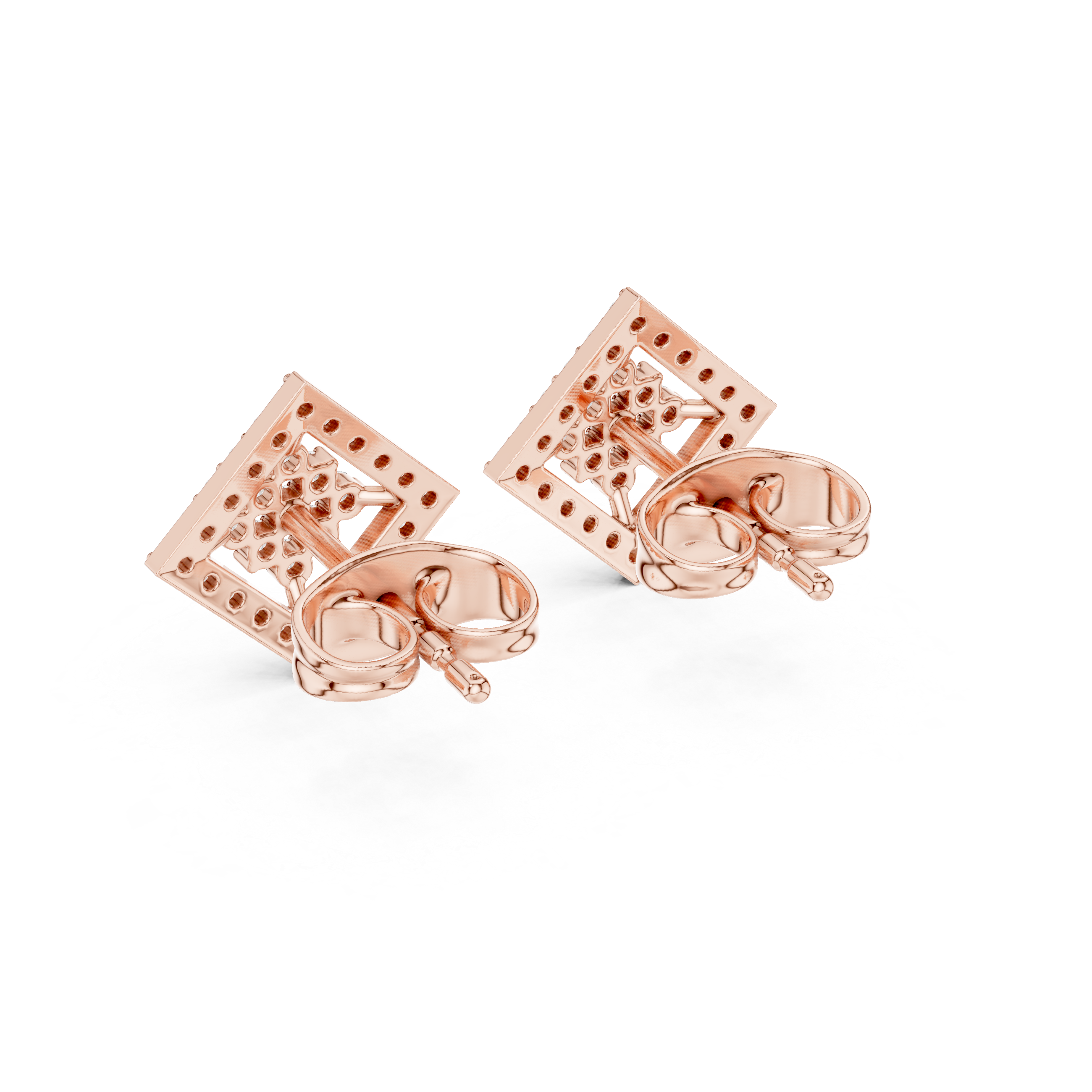 Marquise Flame Diamond Stud Earrings in Rose Gold - VYKA Diamonds